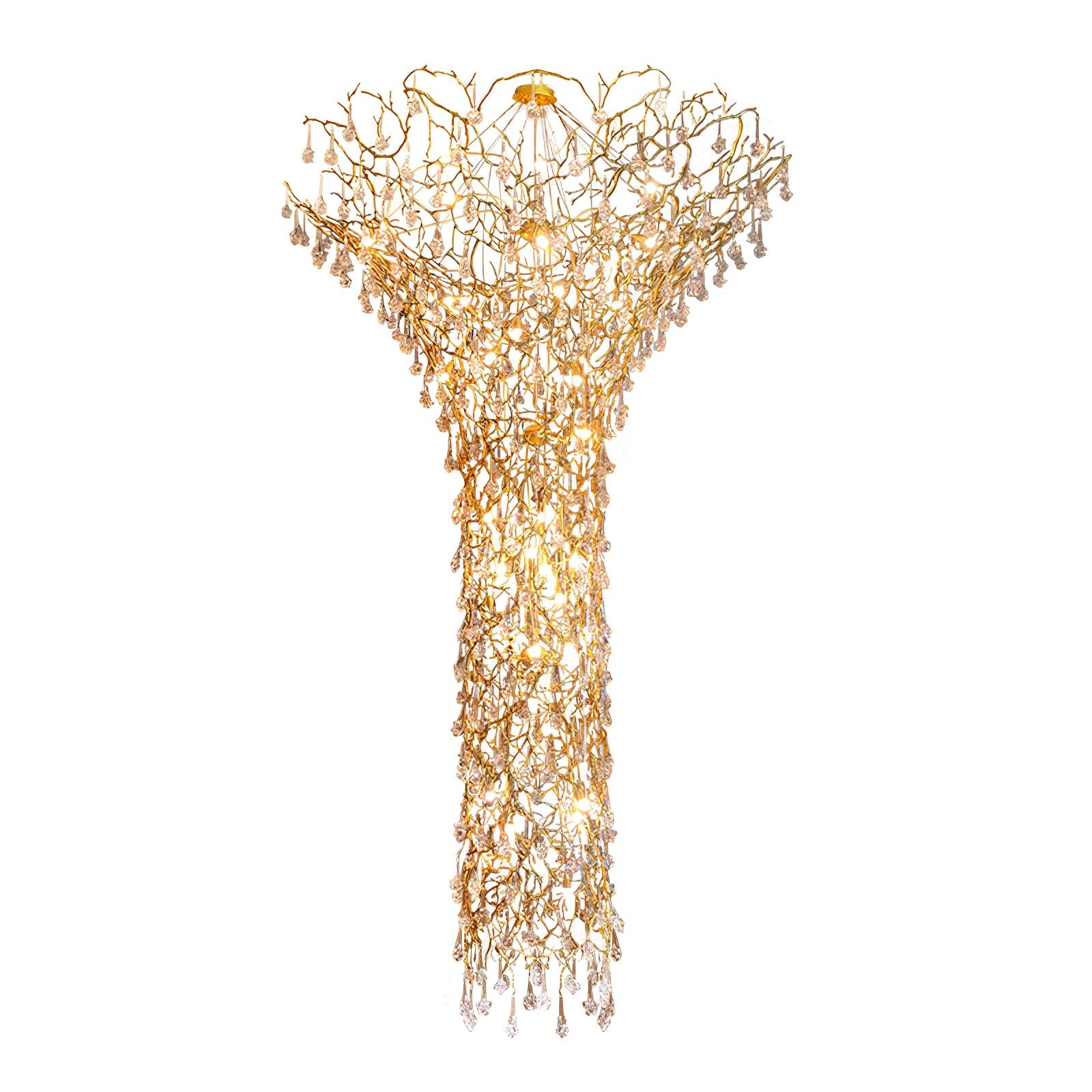 Abeleisa Tree Branch Staircase Brass Crystal Chandelier