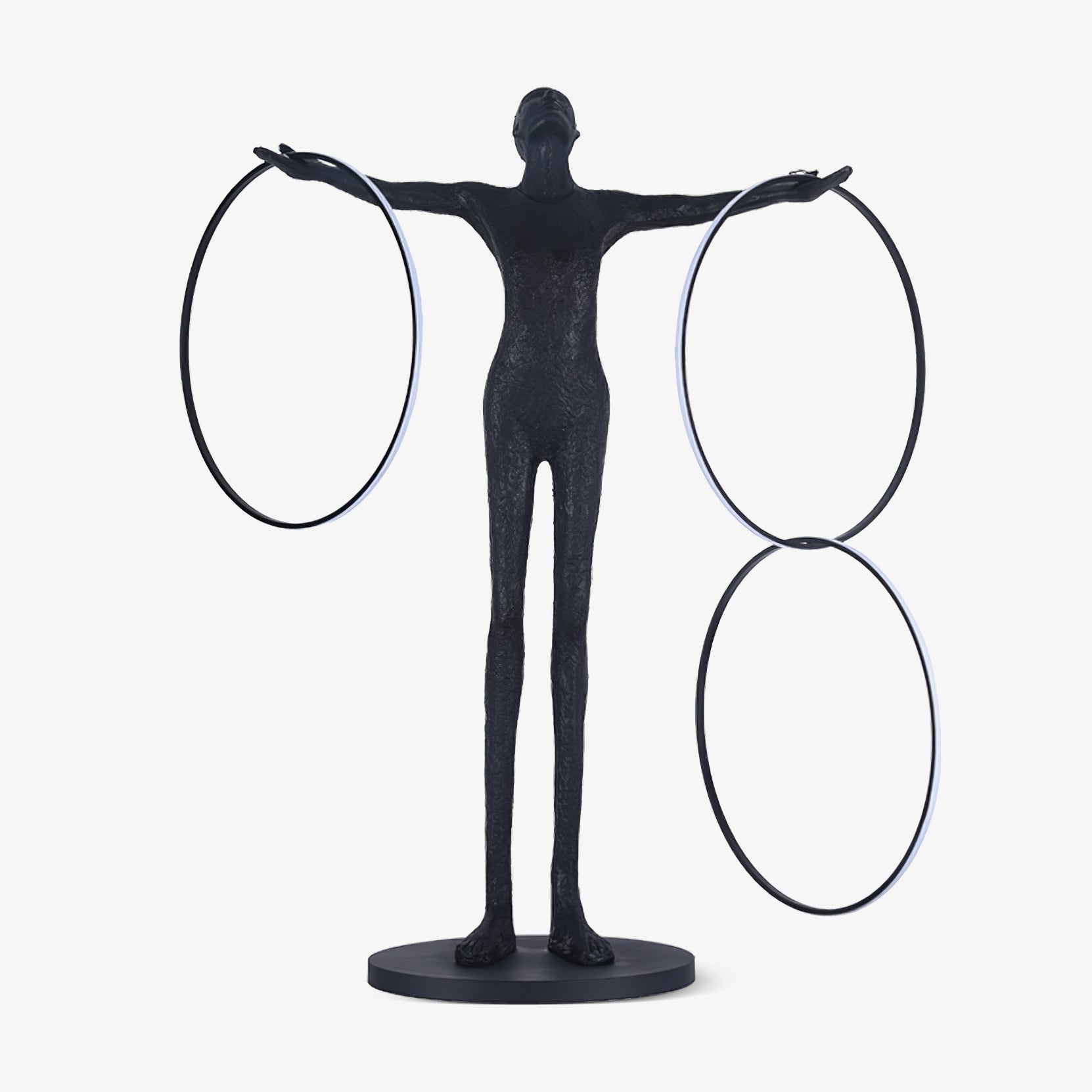 Eclipsa Dual-Ring Sculptural Black Floor Lamp