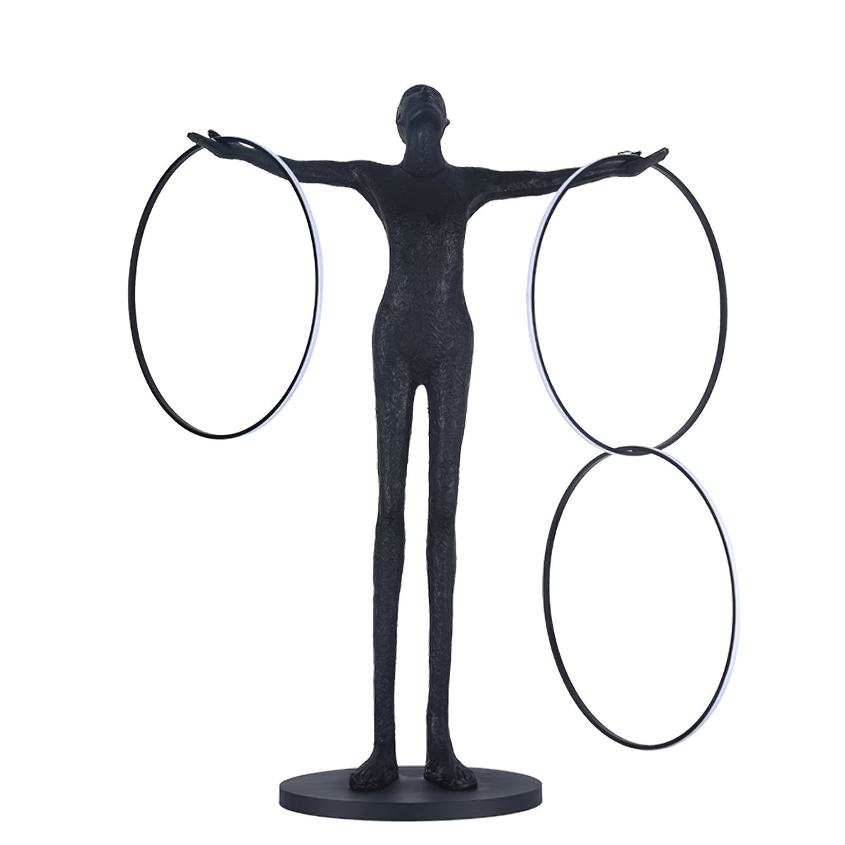 Eclipsa Dual-Ring Sculptural Black Floor Lamp