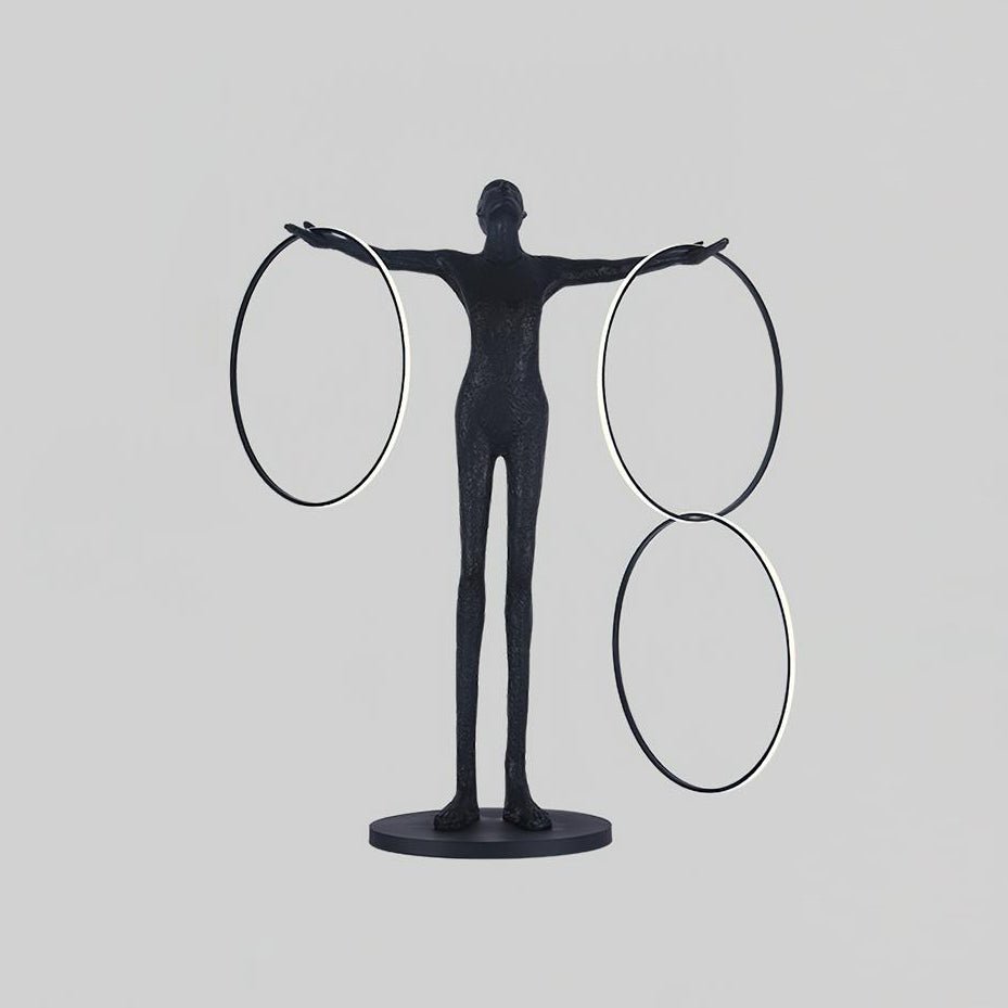 Eclipsa Dual-Ring Sculptural Black Floor Lamp