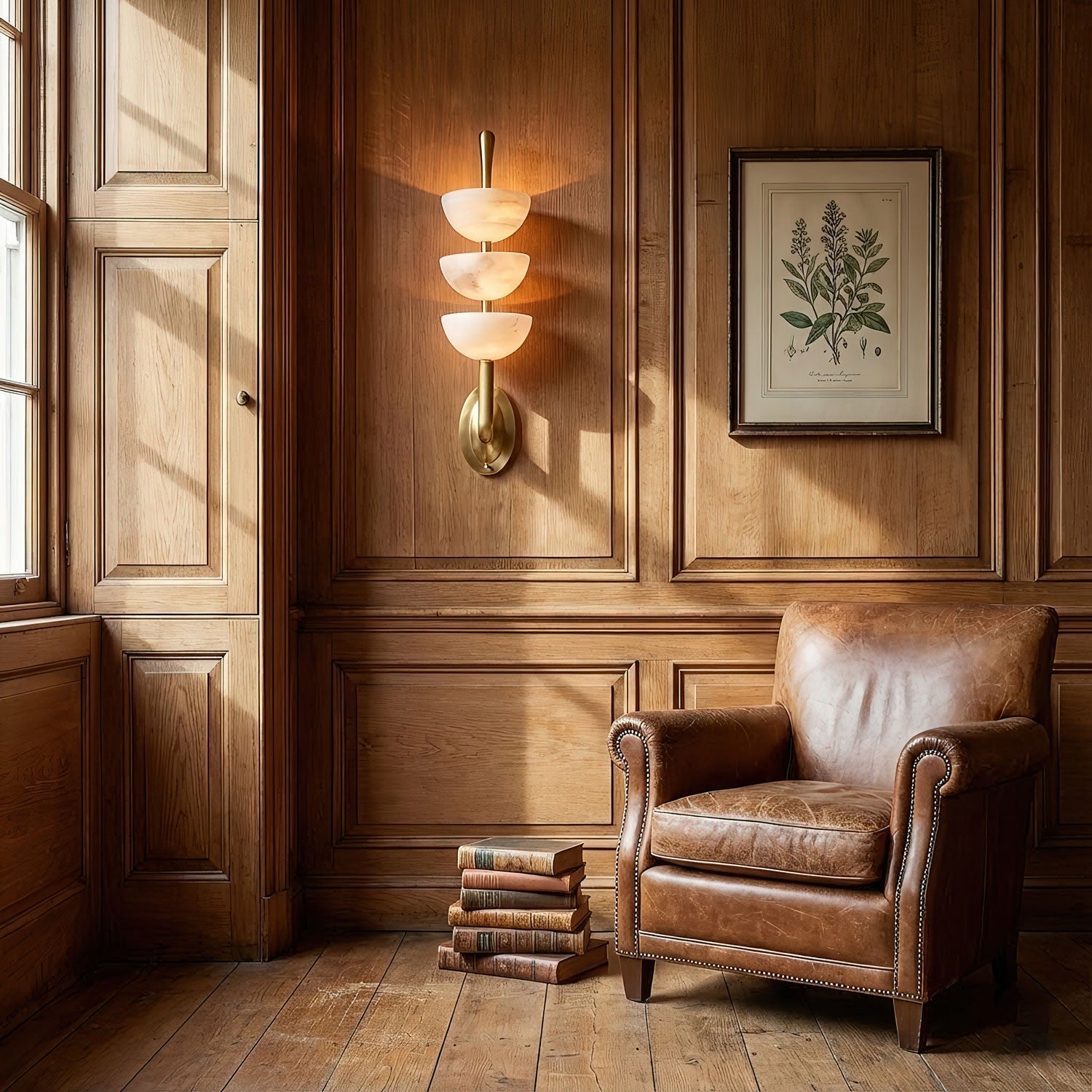 Rosestone Triple Alabaster Indoor Wall Light
