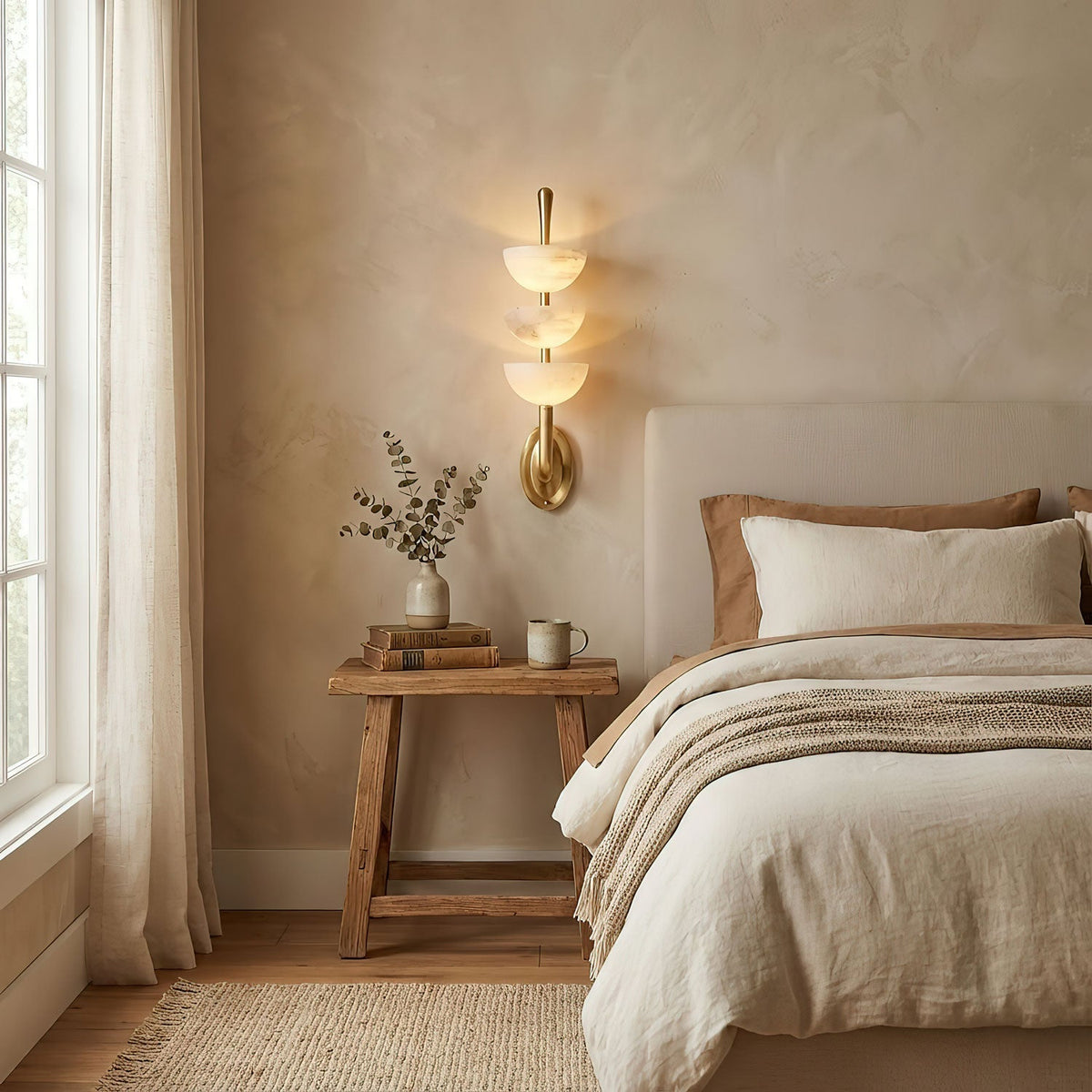 Rosestone Triple Alabaster Indoor Wall Light