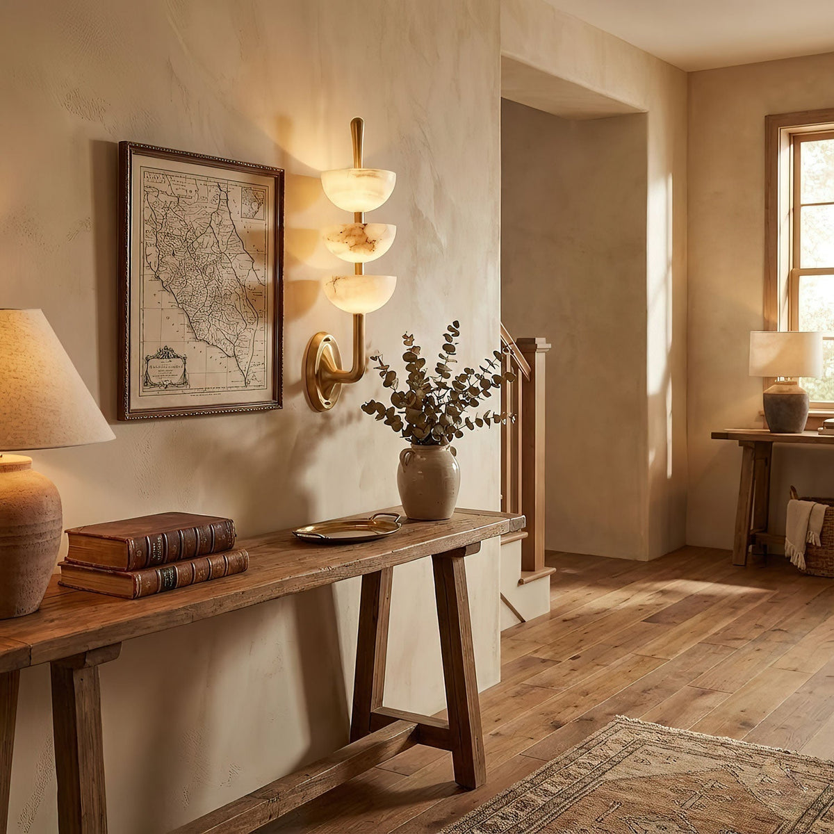 Rosestone Triple Alabaster Indoor Wall Light