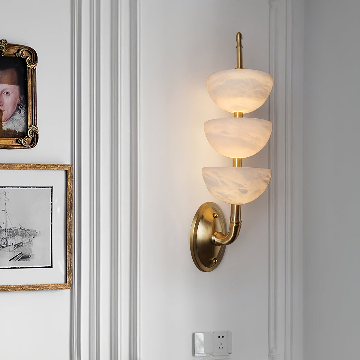 Rosestone Triple Alabaster Indoor Wall Light