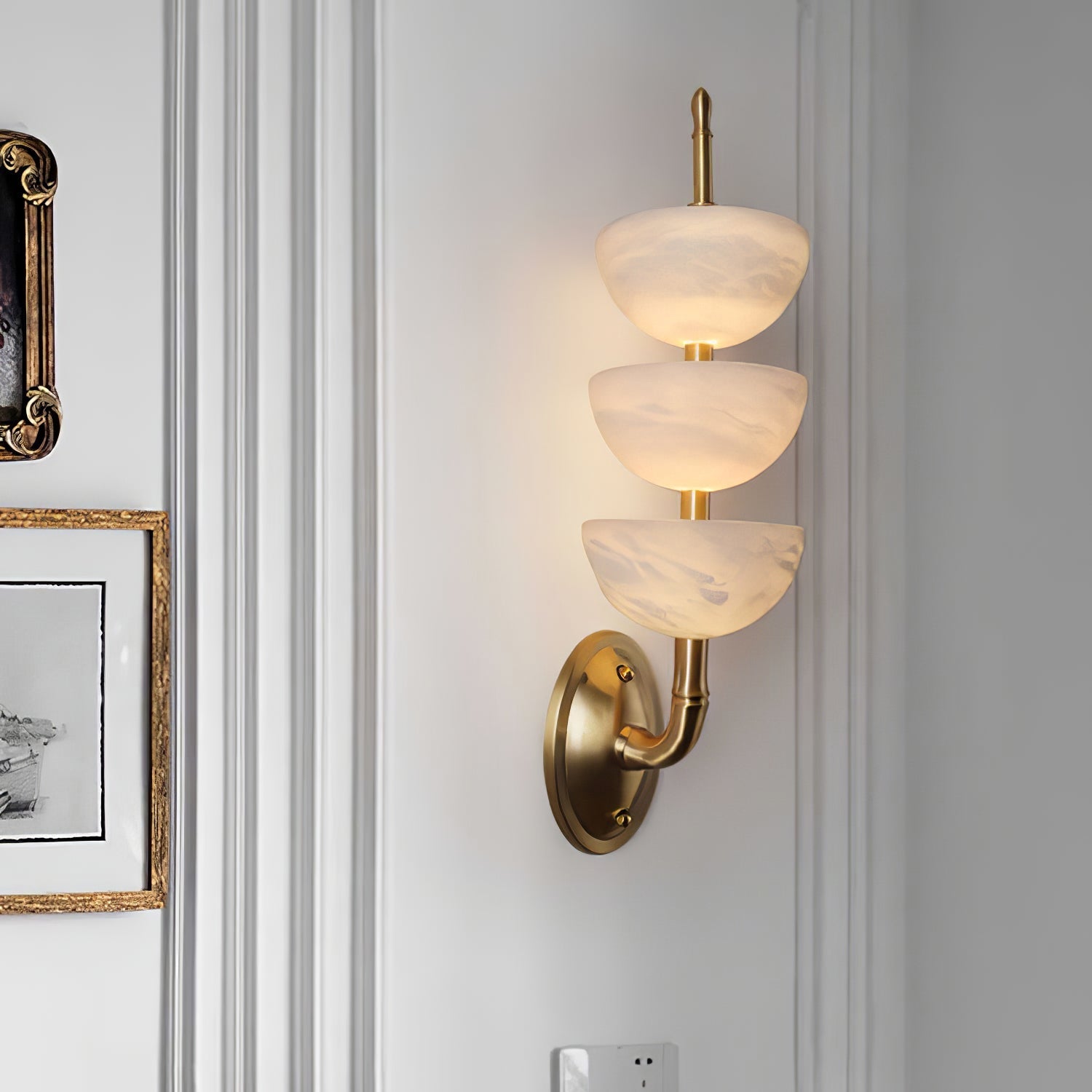 Rosestone Triple Alabaster Indoor Wall Light