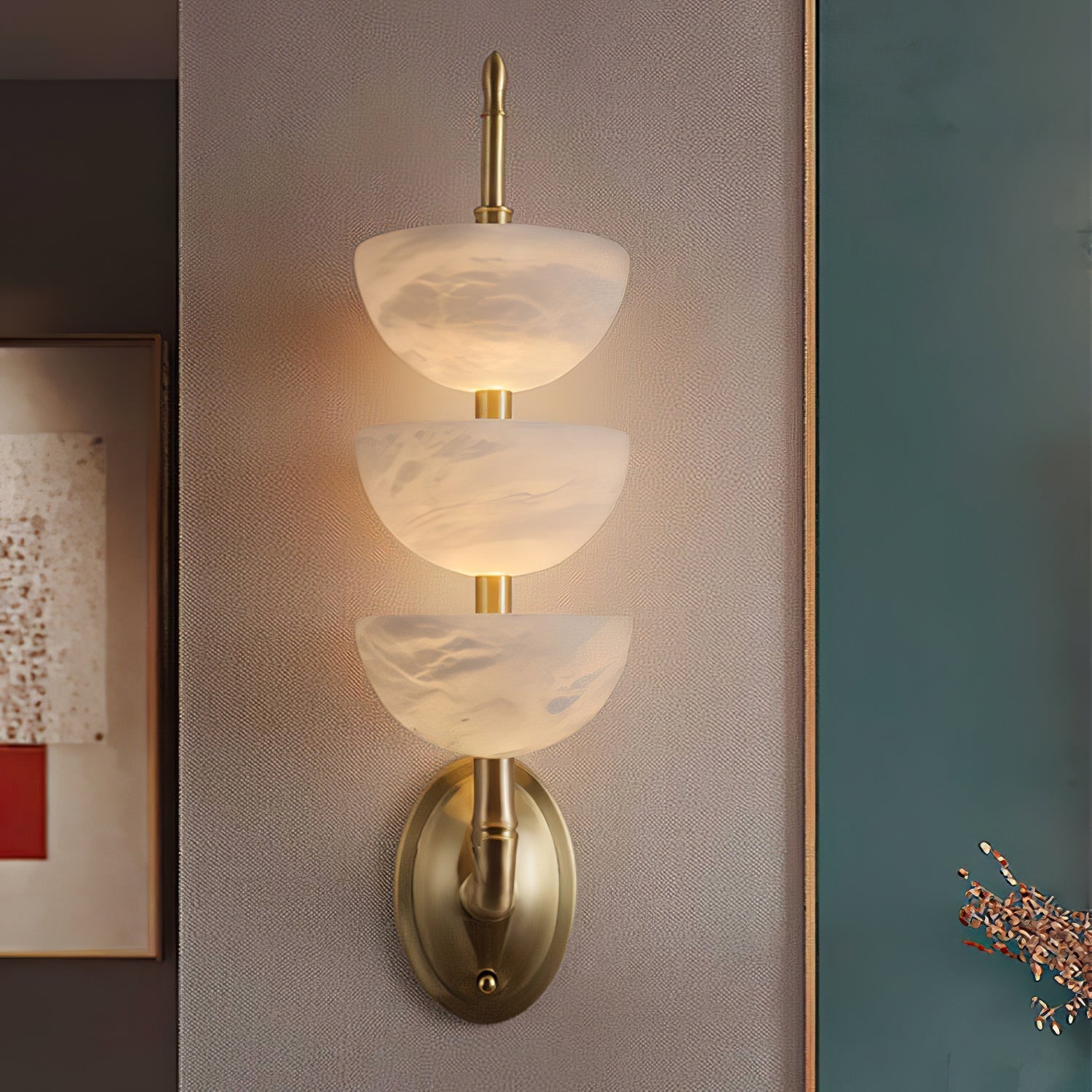 Rosestone Triple Alabaster Indoor Wall Light