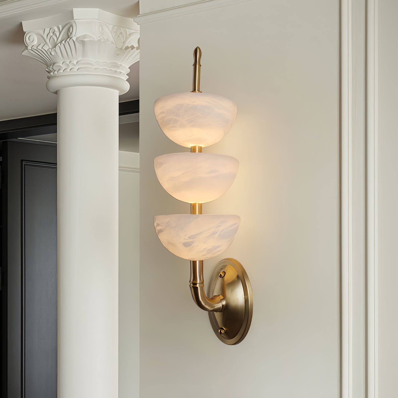 Rosestone Triple Alabaster Indoor Wall Light