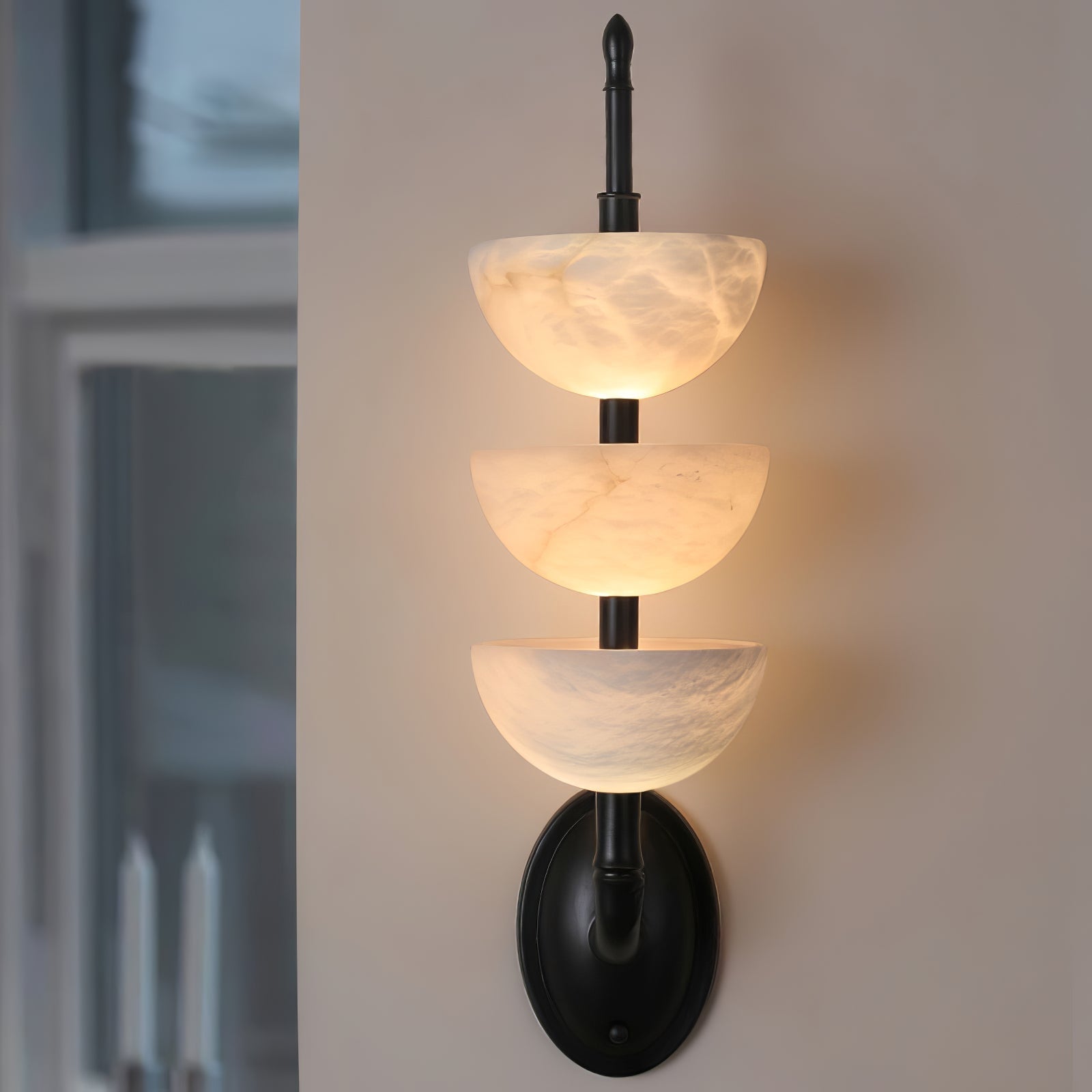Rosestone Triple Alabaster Indoor Wall Light