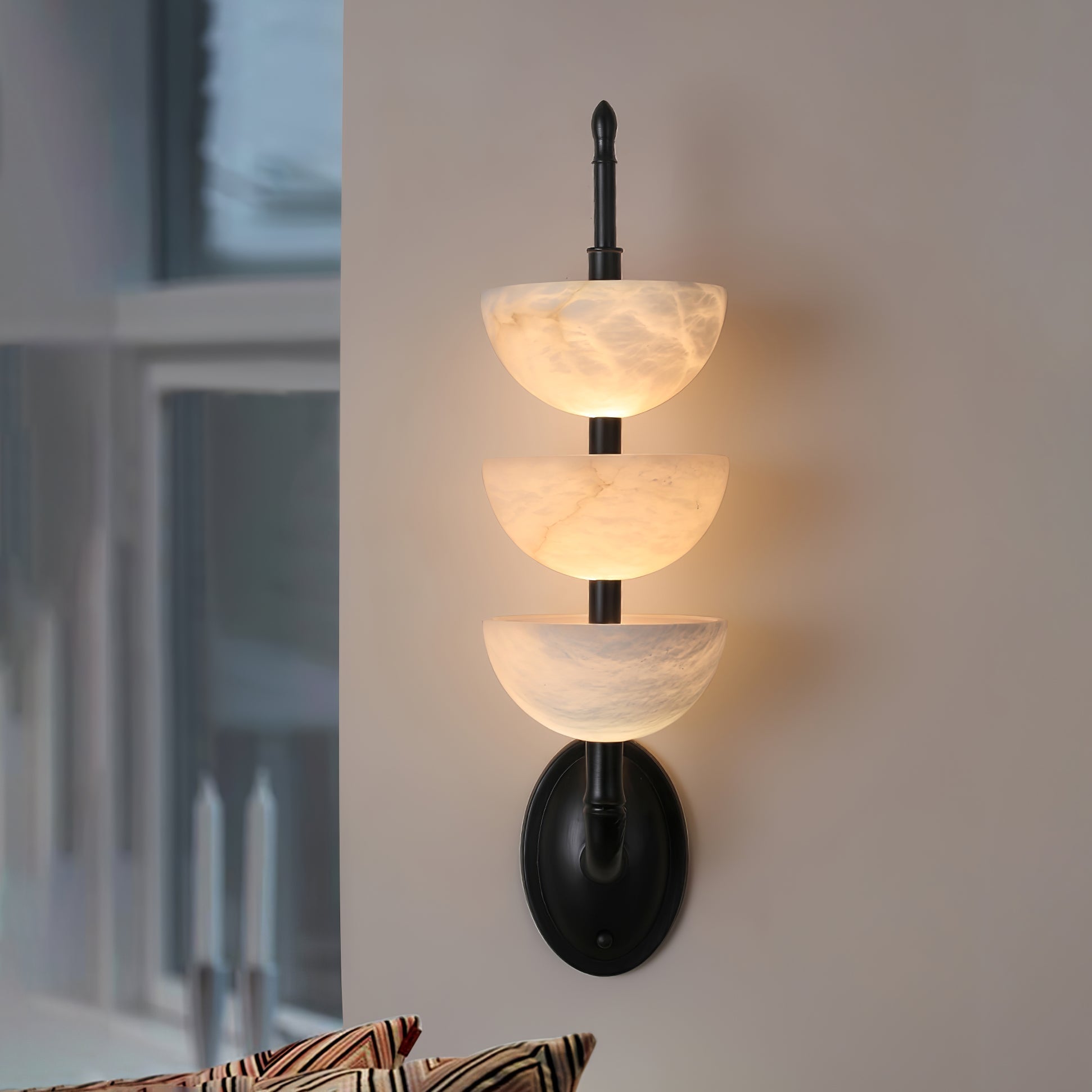 Rosestone Triple Alabaster Indoor Wall Light