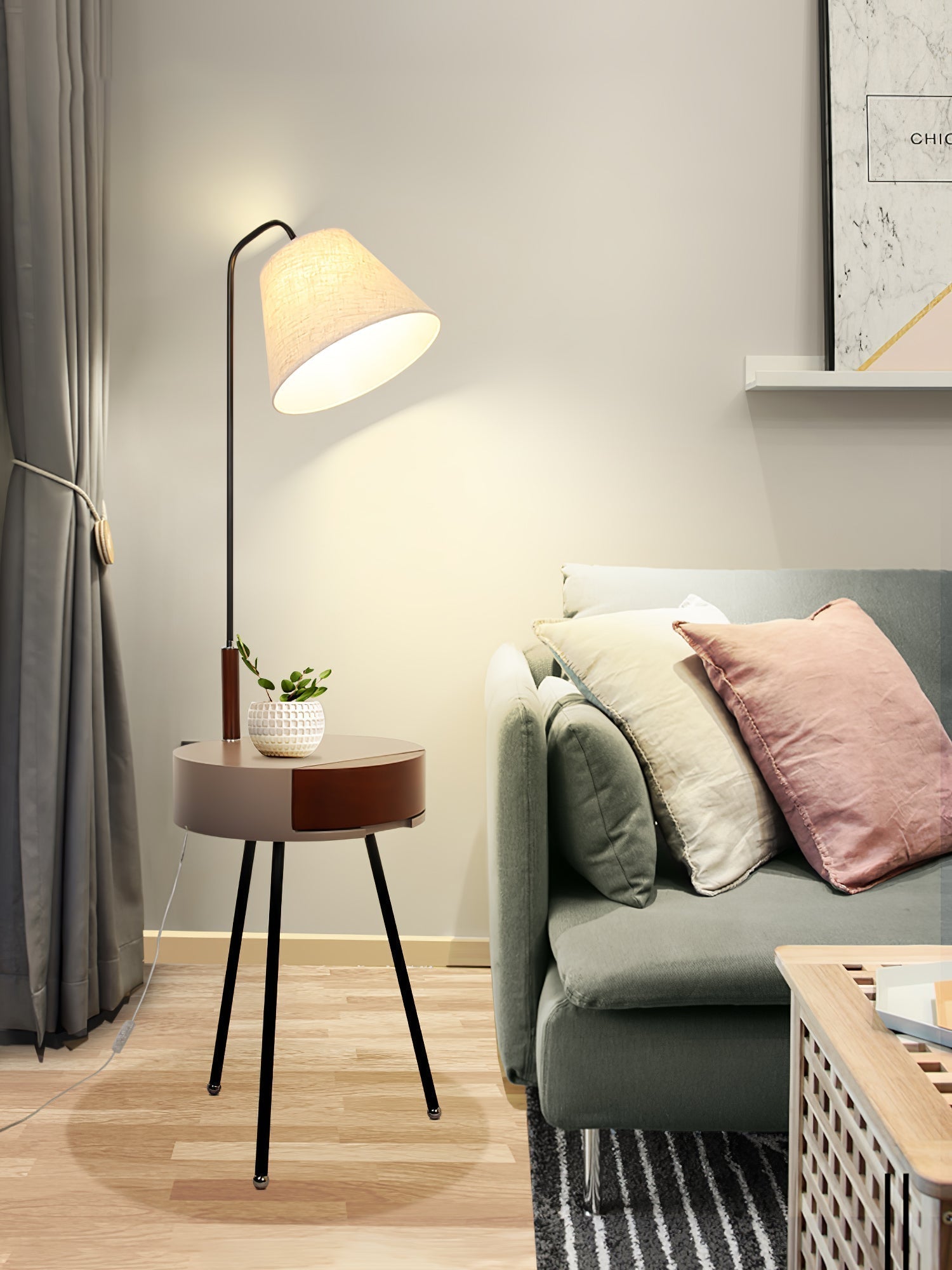 Lumo Tripod Fabric Floor Lamp