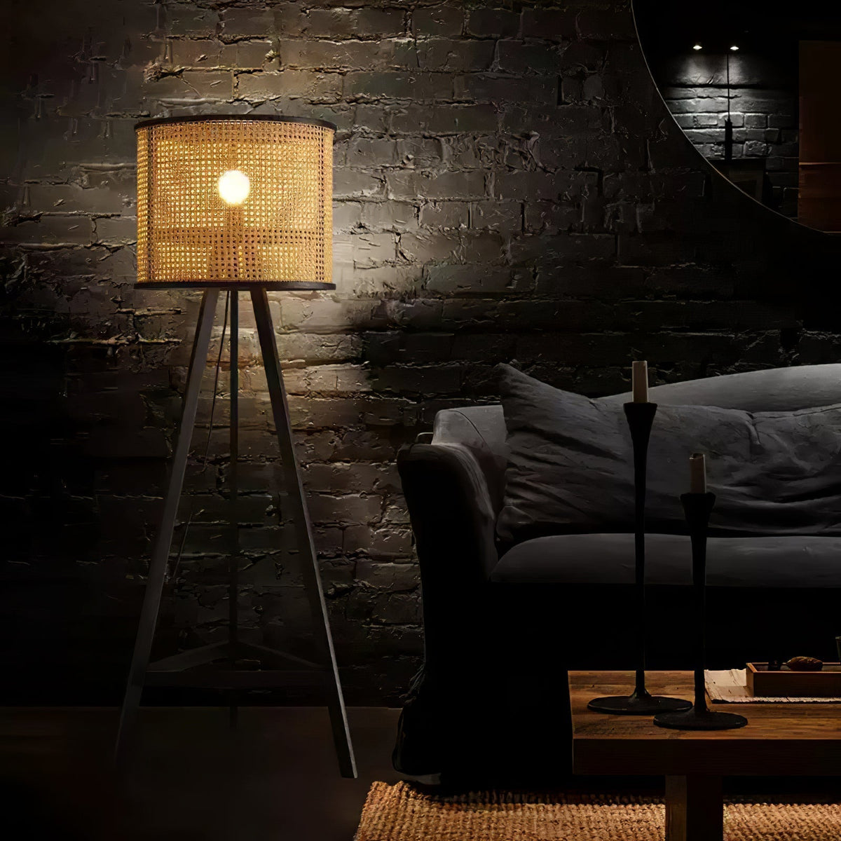 Olsolyra Rattan Woven Tripod Floor Lamp