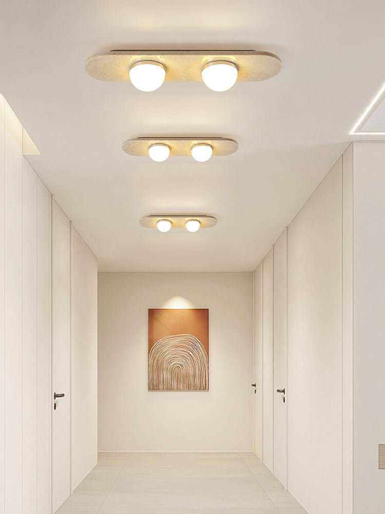 Ivan Travertine Triple Bar Ceiling Light