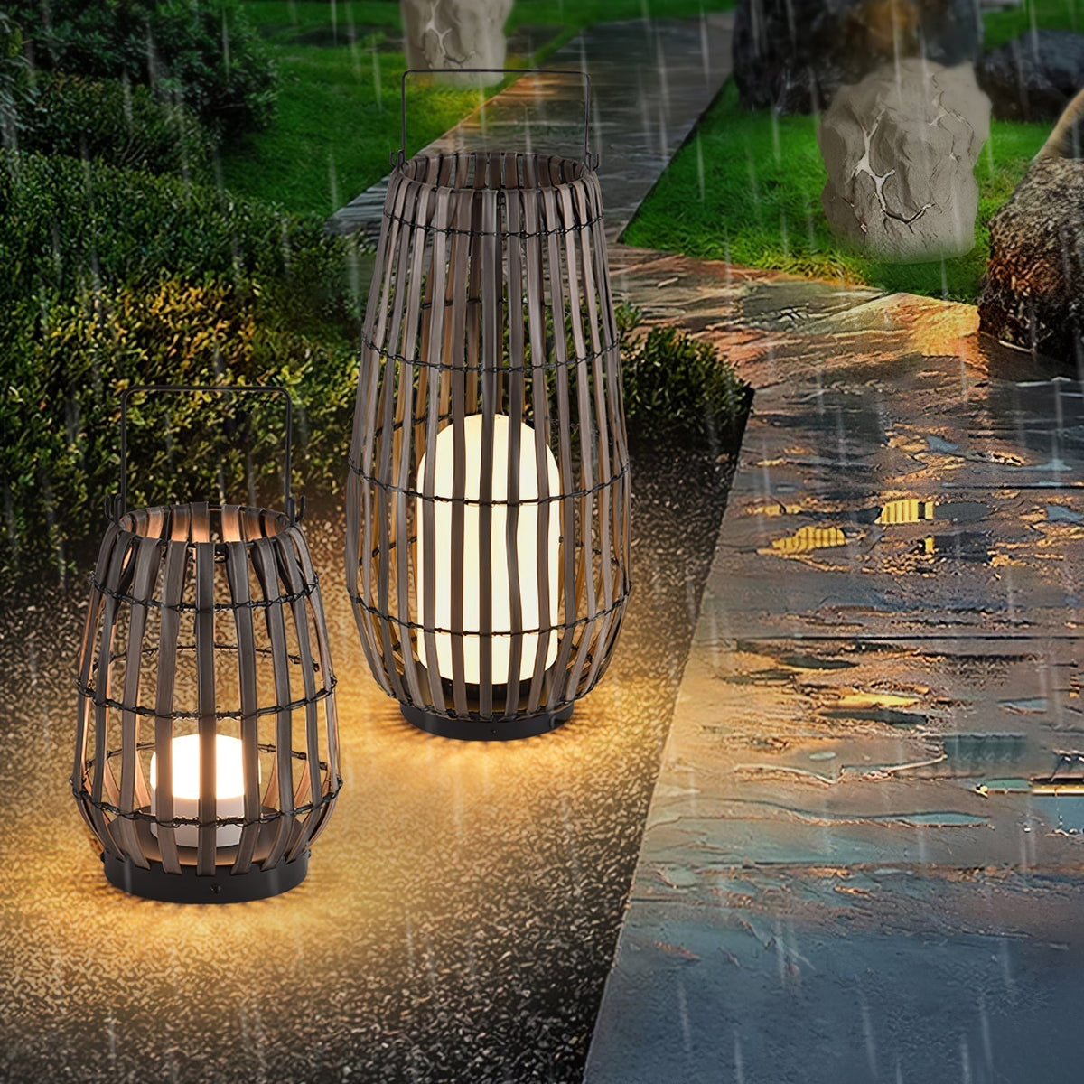 Veshael Tropic Braid Lantern Outdoor Lamp