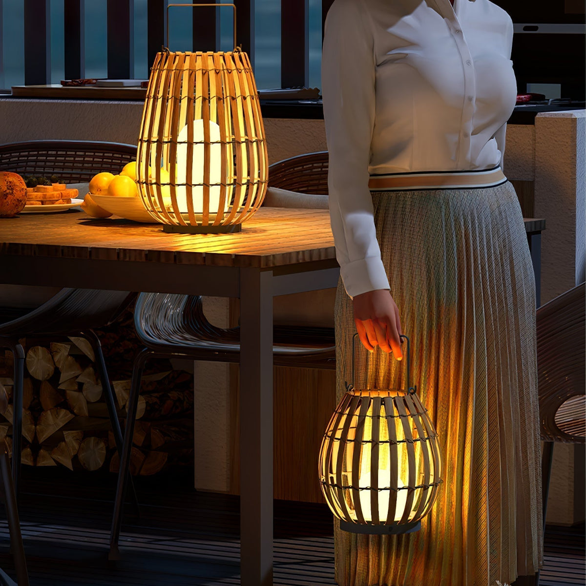 Veshael Tropic Braid Lantern Outdoor Lamp