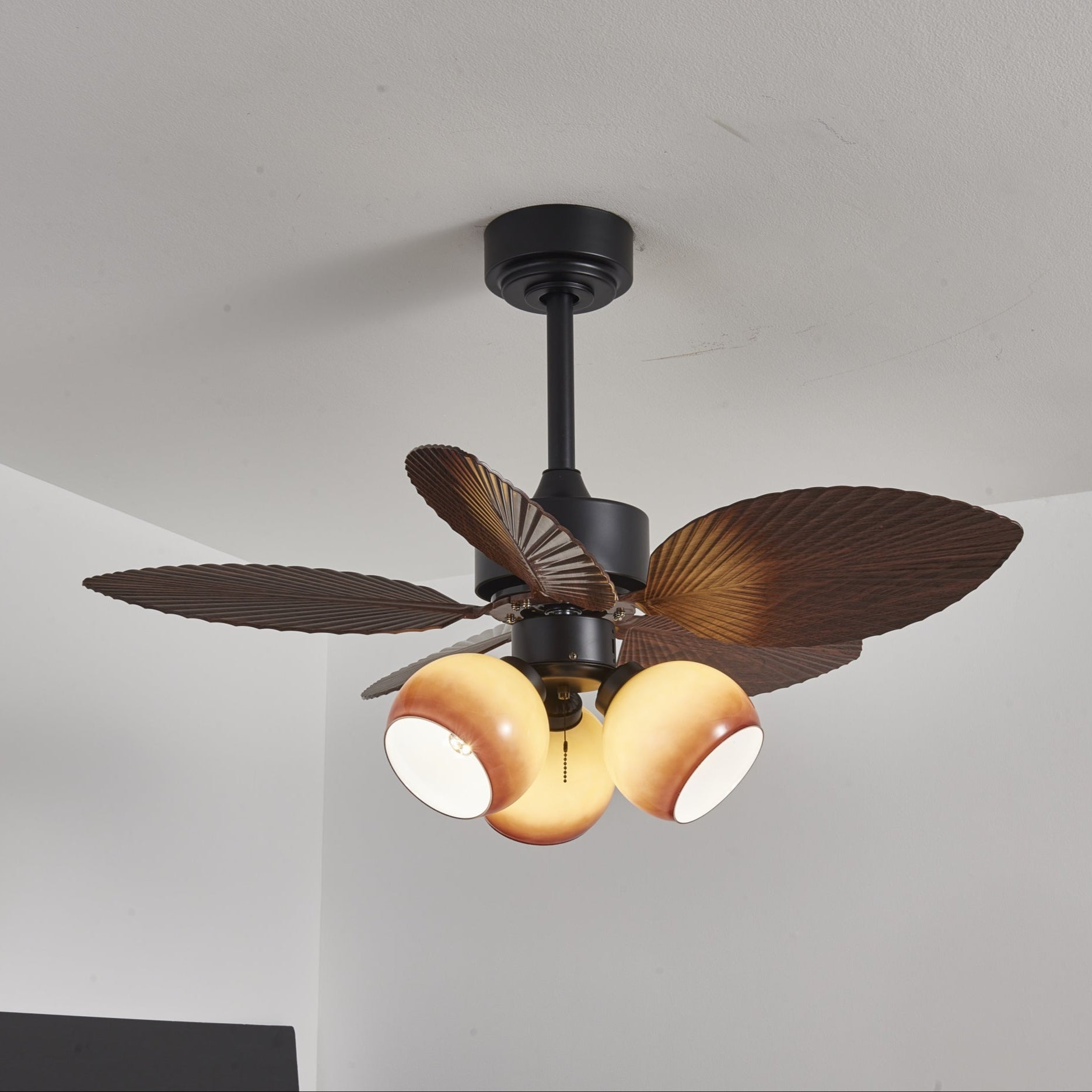 Rinaleria Vintage Wood Ceiling Fan Light