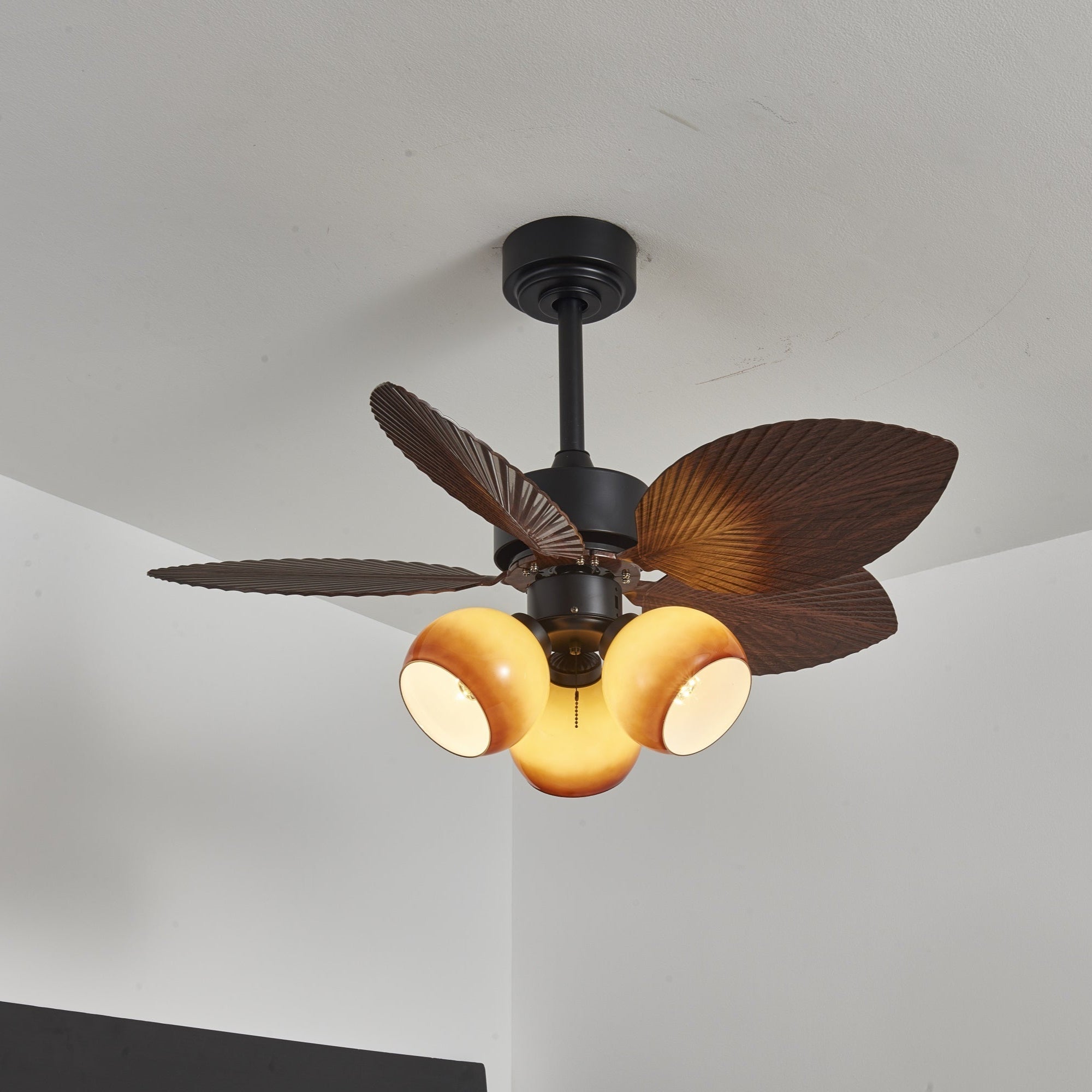 Rinaleria Vintage Wood Ceiling Fan Light
