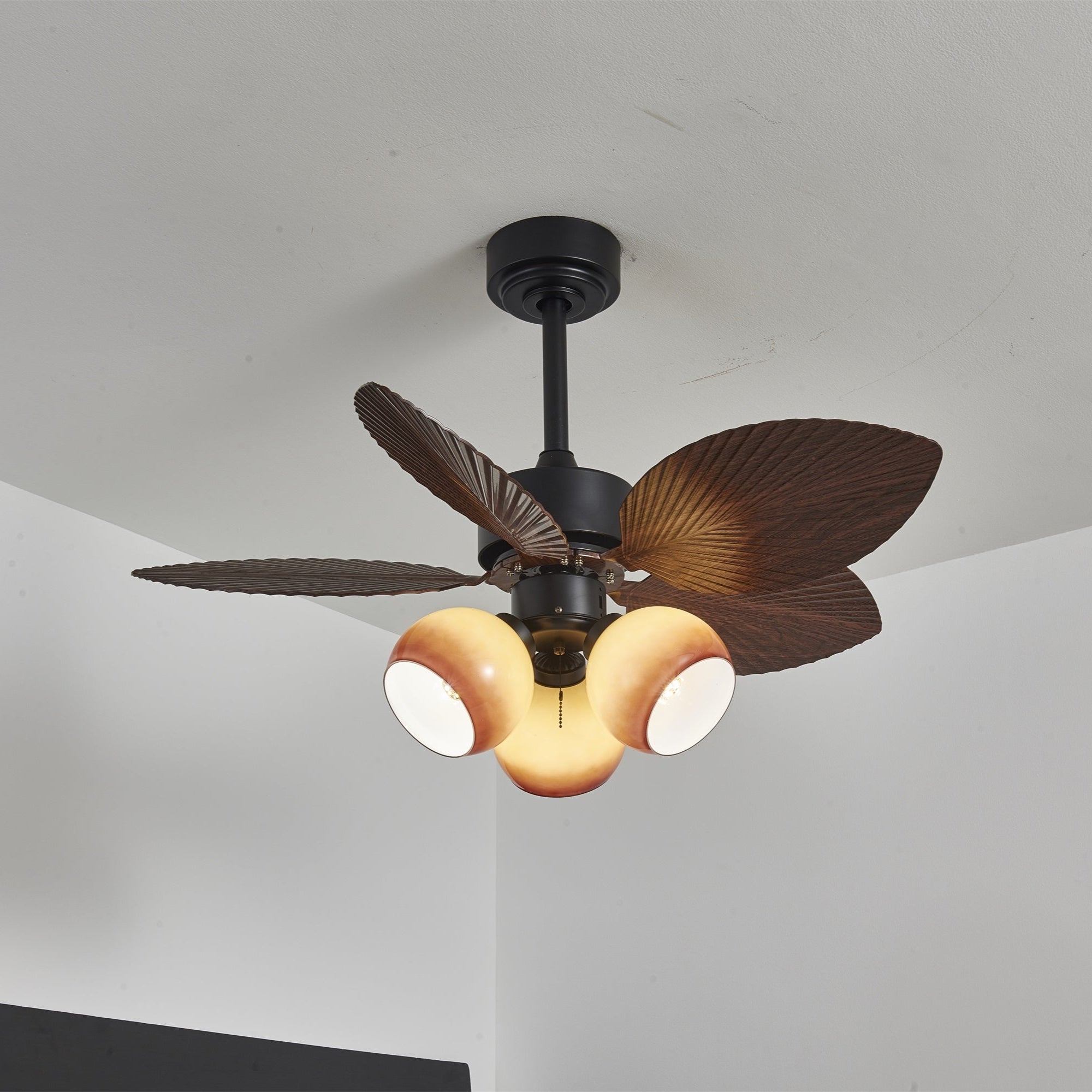 Rinaleria Vintage Wood Ceiling Fan Light