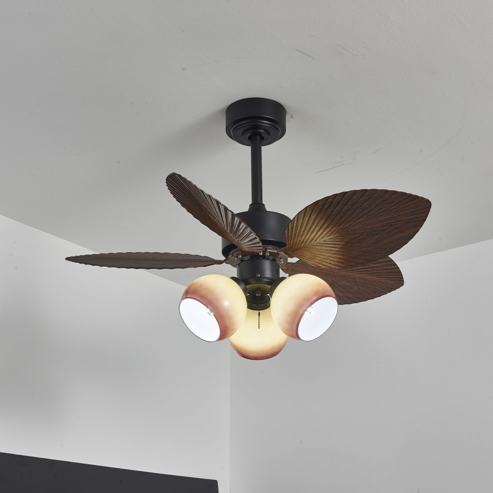 Rinaleria Vintage Wood Ceiling Fan Light