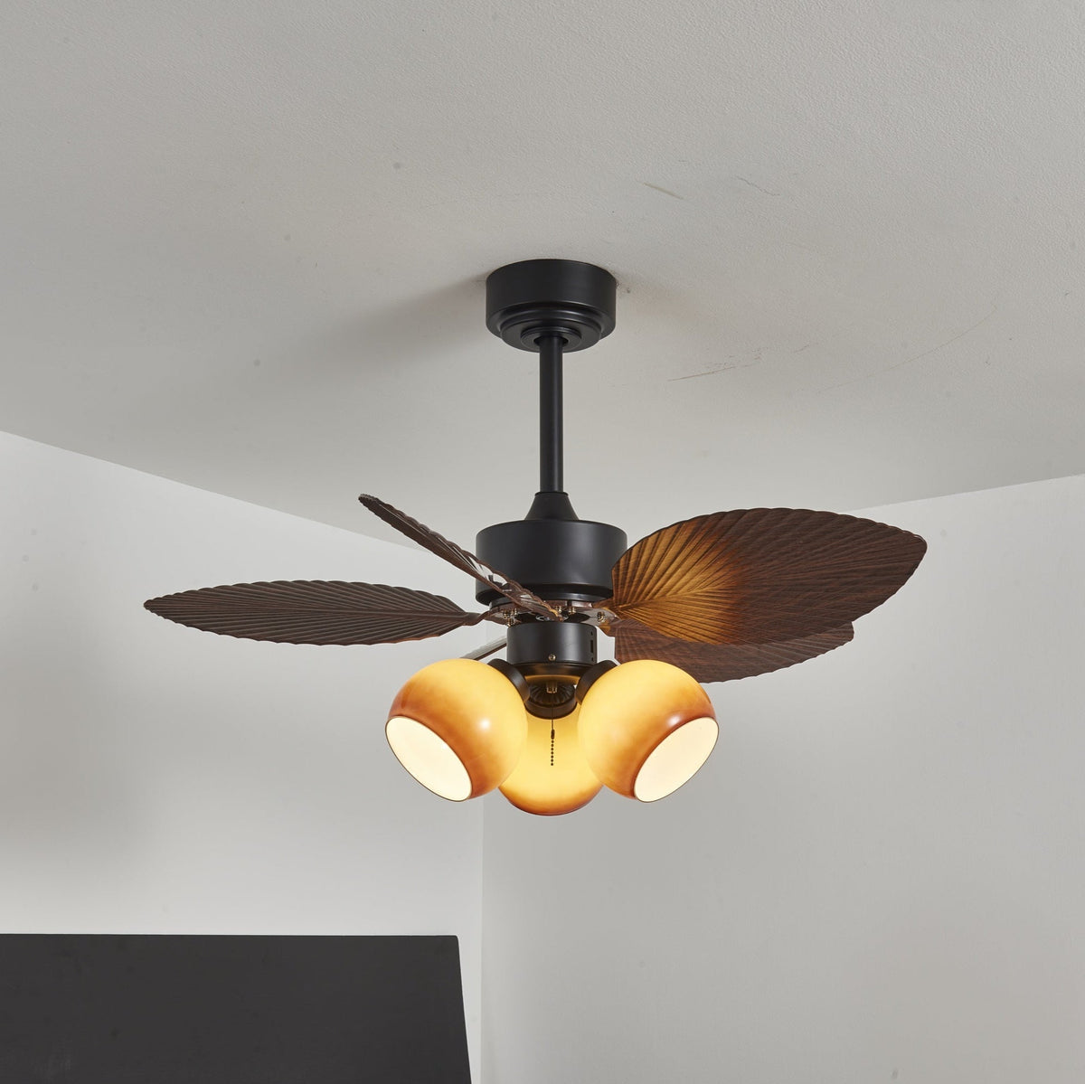 Rinaleria Vintage Wood Ceiling Fan Light