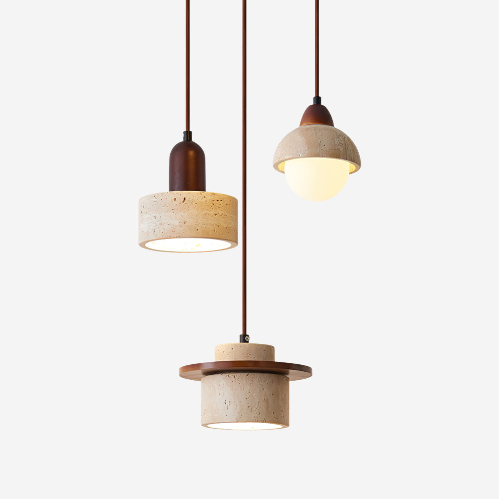 Lunara Multi-Light Pendant Lamp Set Travertine - Neutral Decor