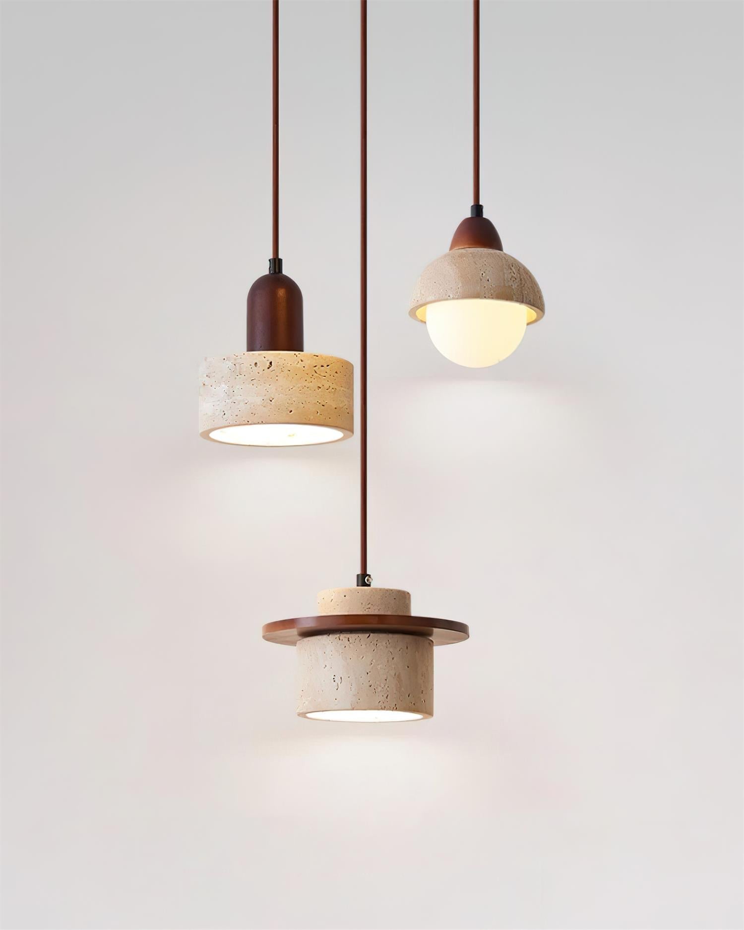 Lunara Multi-Light Pendant Lamp Set Travertine - Neutral Decor