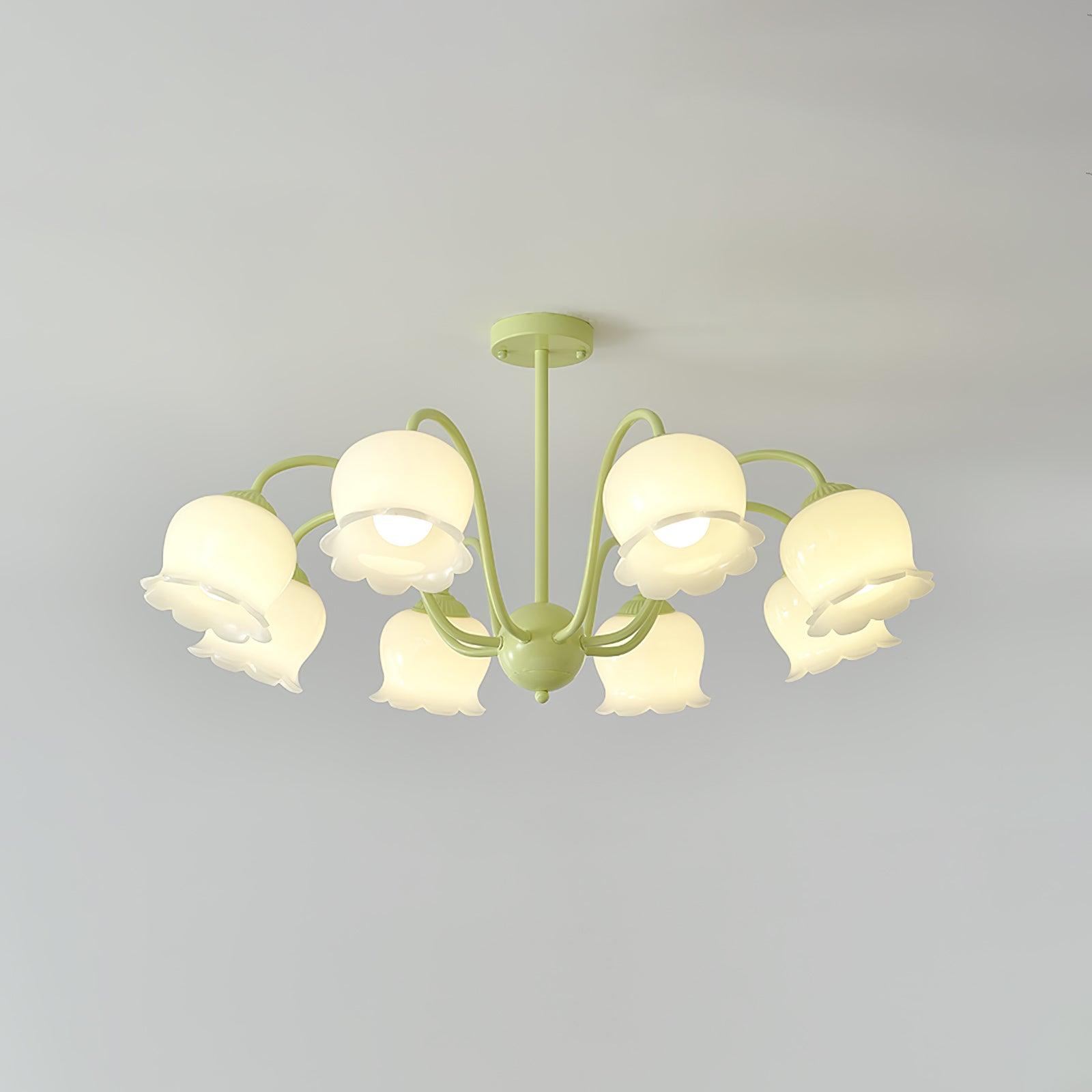 Ibis Trumpet Chandelier Floral Pastel Glass Petals