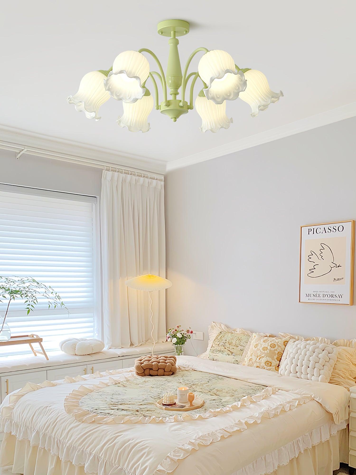 Ibis Trumpet Chandelier Floral Pastel Glass Petals
