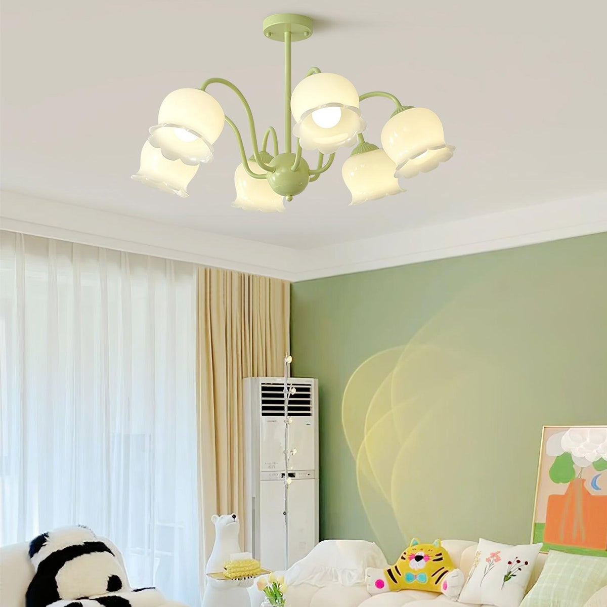 Ibis Trumpet Chandelier Floral Pastel Glass Petals