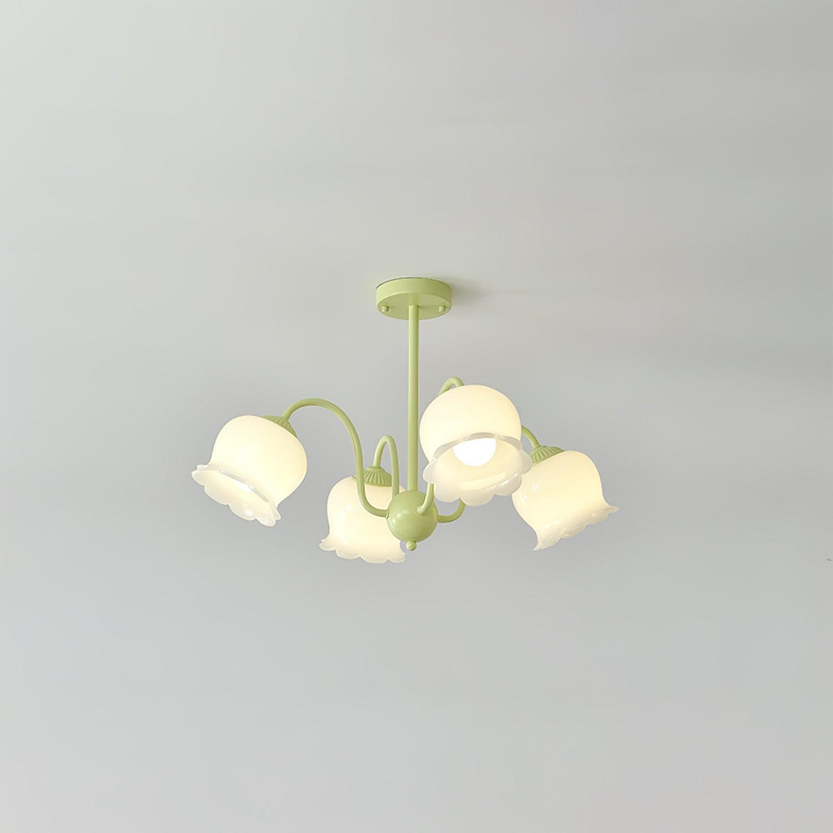 Ibis Trumpet Chandelier Floral Pastel Glass Petals