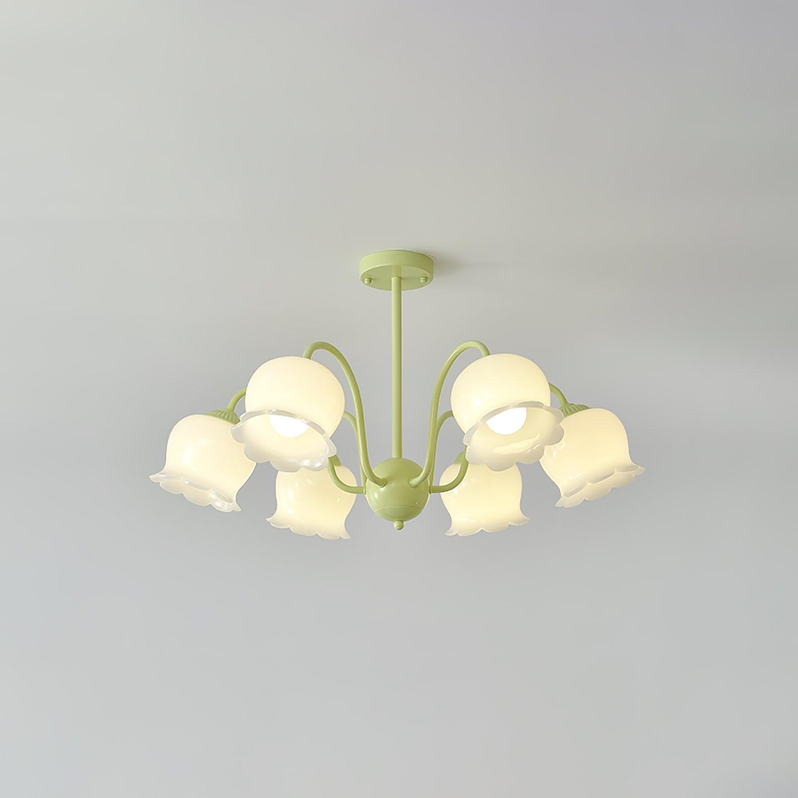 Ibis Trumpet Chandelier Floral Pastel Glass Petals