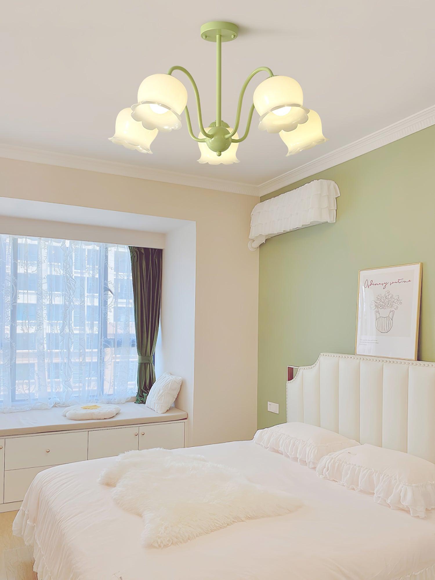 Ibis Trumpet Chandelier Floral Pastel Glass Petals