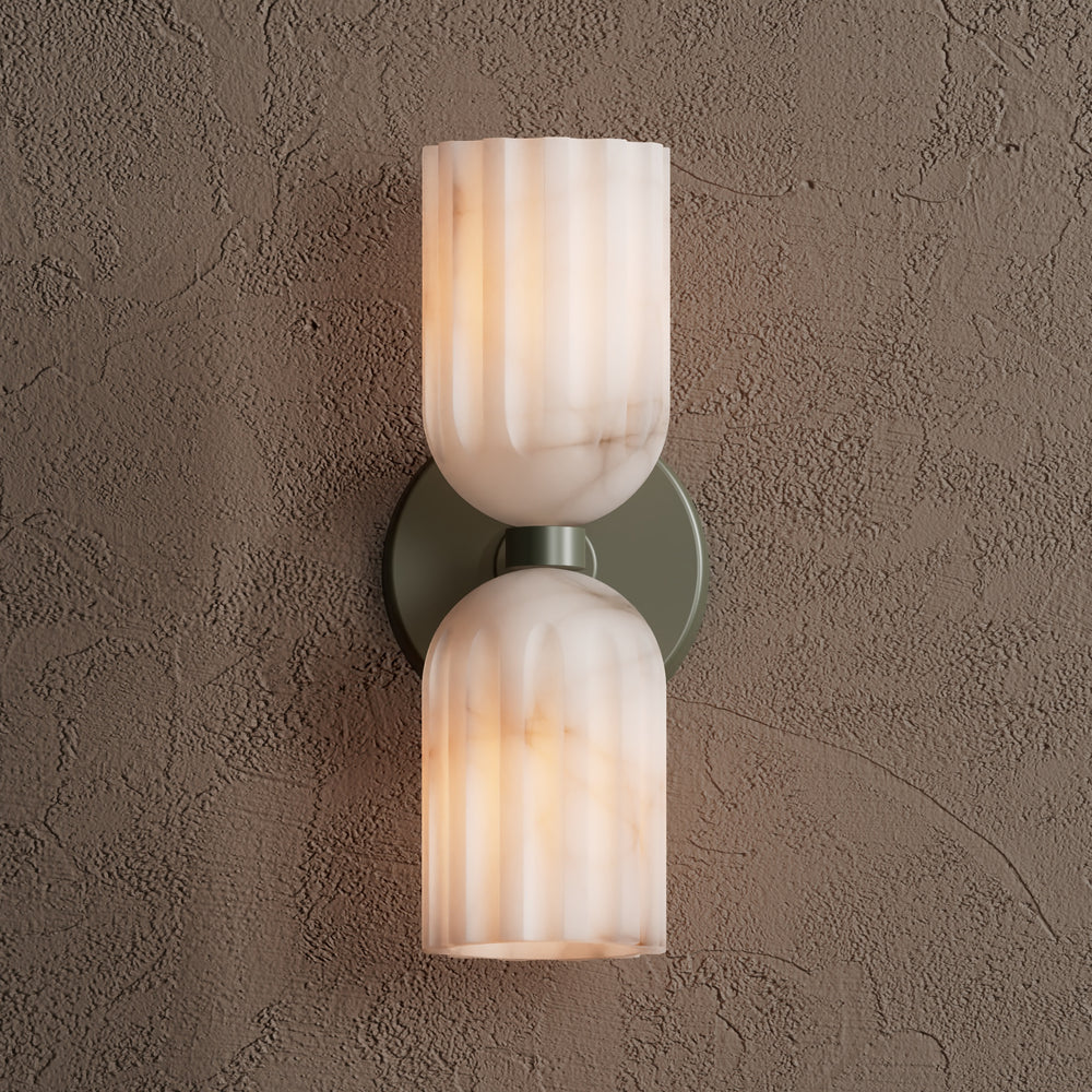 Uraeeth Modern Minimalist Double Brass Alabaster Wall Lamp - Neutral Decor