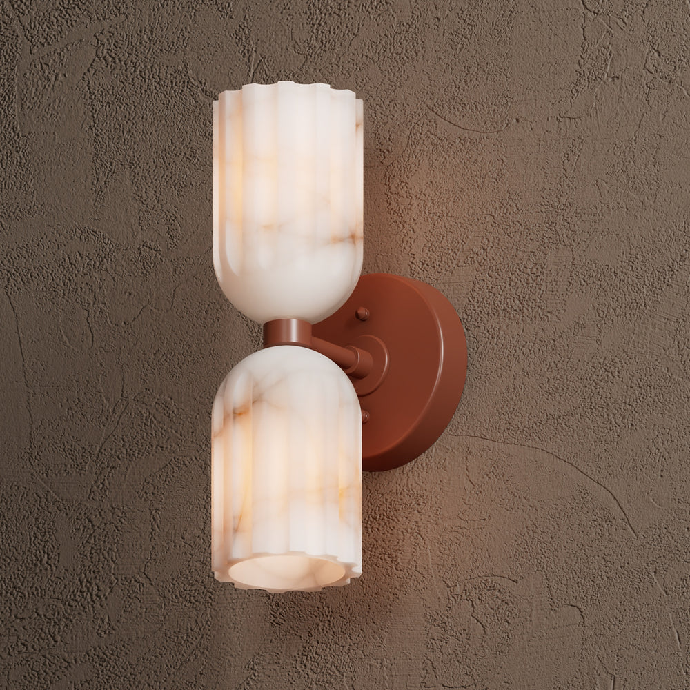 Uraeeth Modern Minimalist Double Brass Alabaster Wall Lamp - Neutral Decor