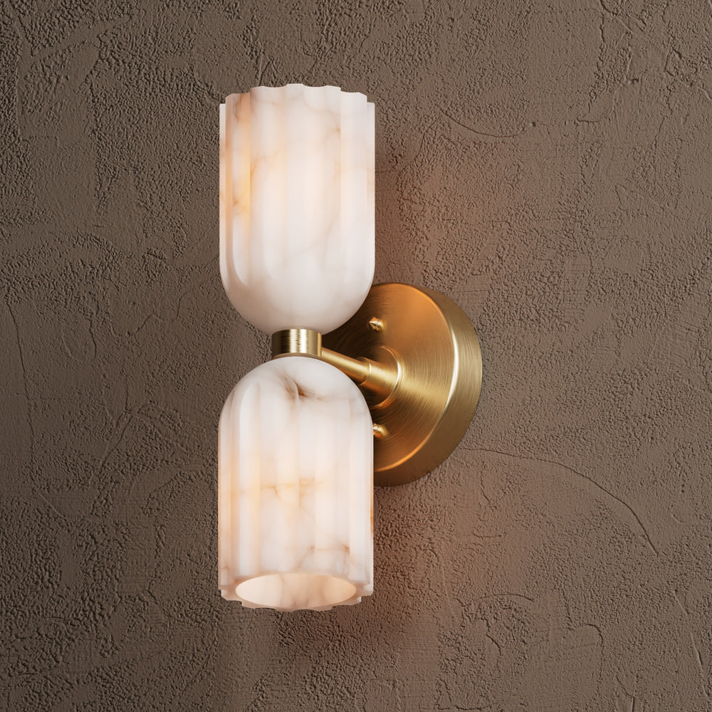 Uraeeth Modern Minimalist Double Brass Alabaster Wall Lamp - Neutral Decor