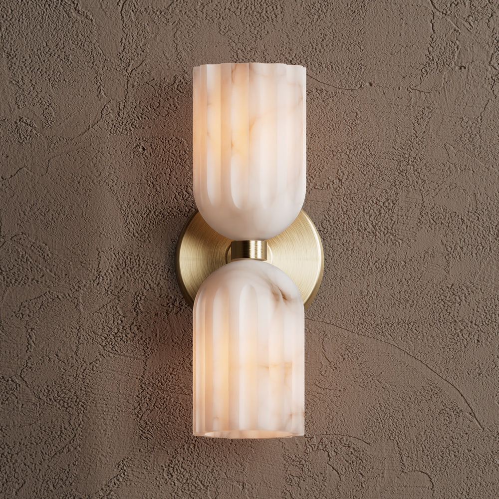Uraeeth Modern Minimalist Double Brass Alabaster Wall Lamp - Neutral Decor