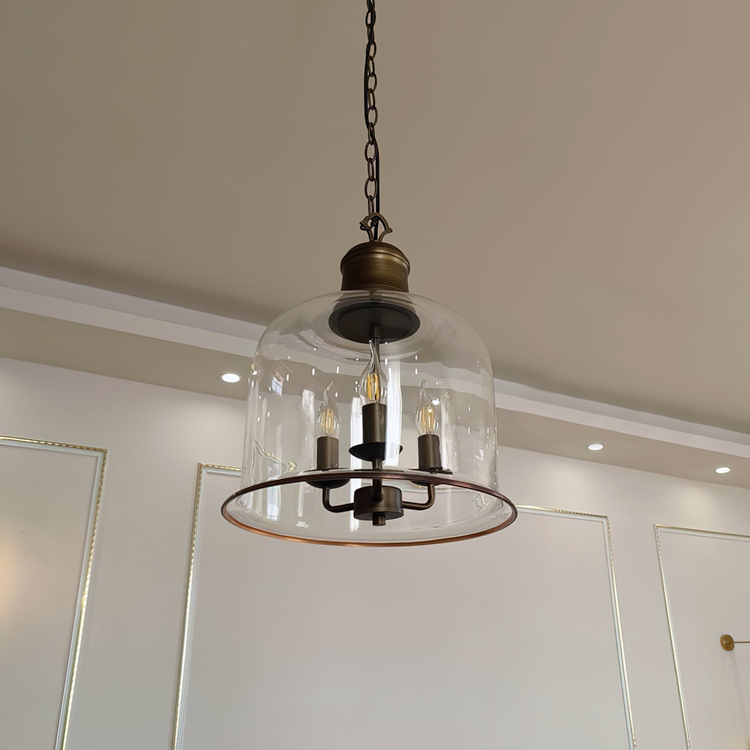 Sysolion Vintage Elegance Glass Pendant Lamp - Neutral Decor