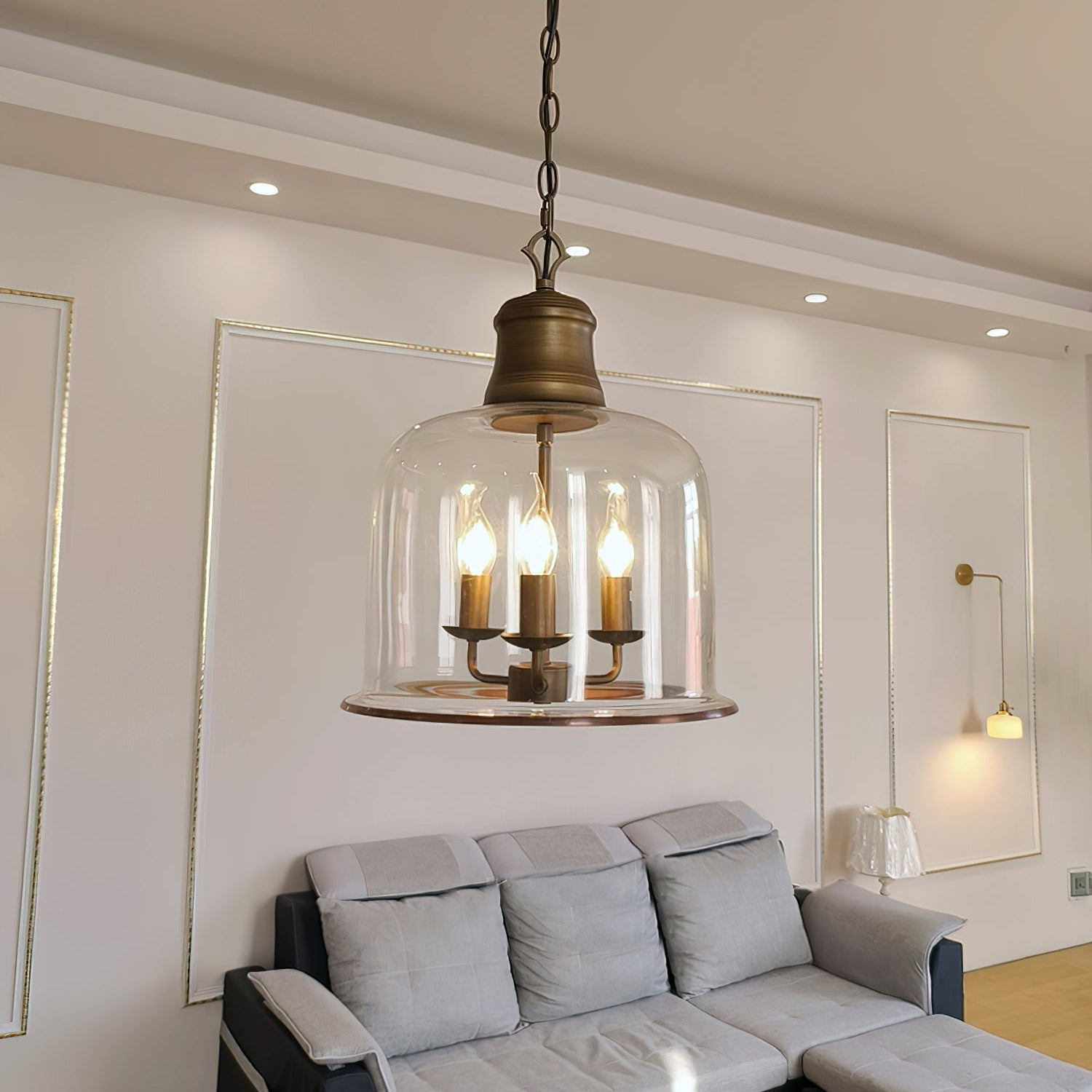Sysolion Vintage Elegance Glass Pendant Lamp - Neutral Decor