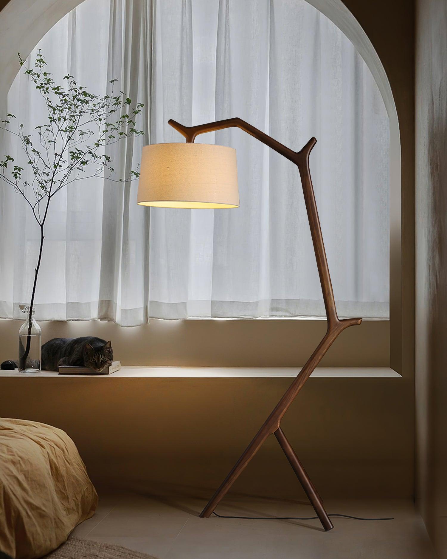 Ulmiril Rustic Wood Floor Lamp