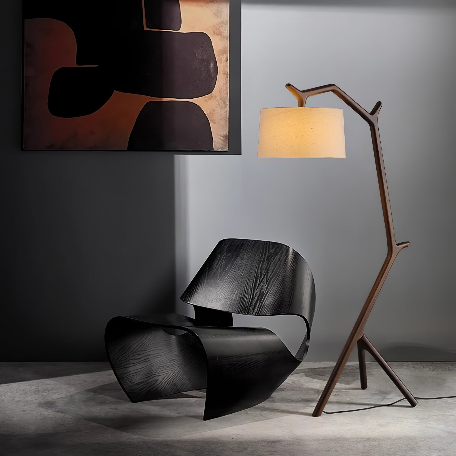 Ulmiril Rustic Wood Floor Lamp