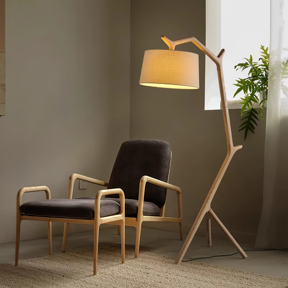 Ulmiril Rustic Wood Floor Lamp