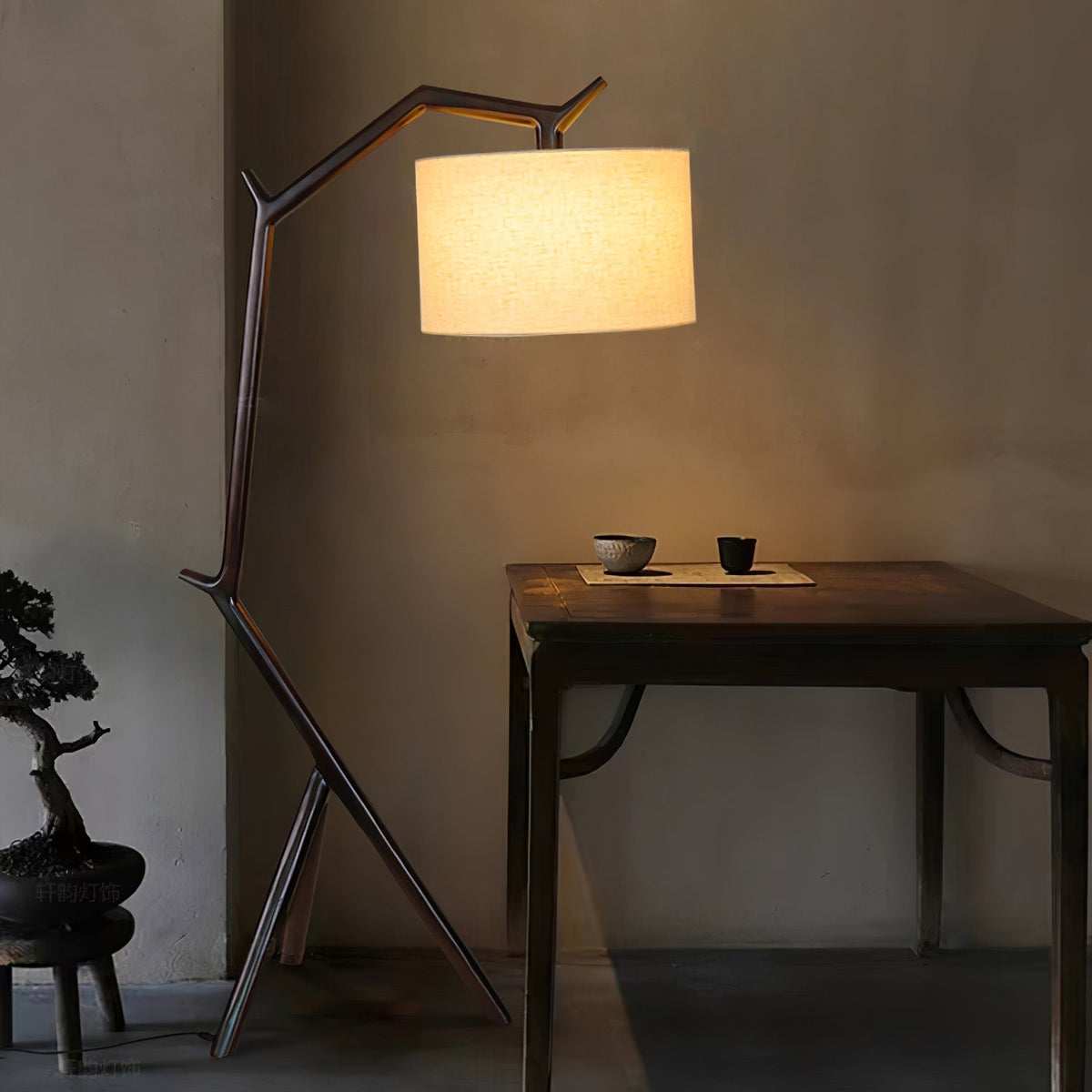 Ulmiril Rustic Wood Floor Lamp