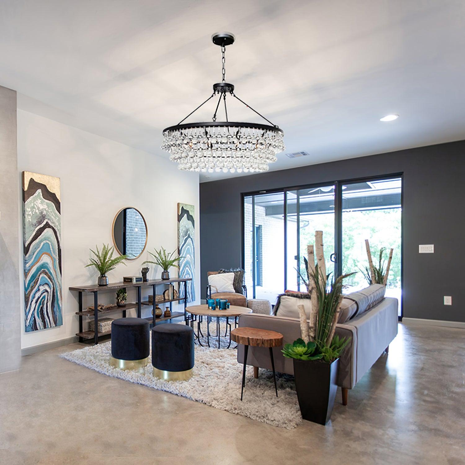 Avelis Postmodern Luxury Unique Tiered Crystal Chandelier