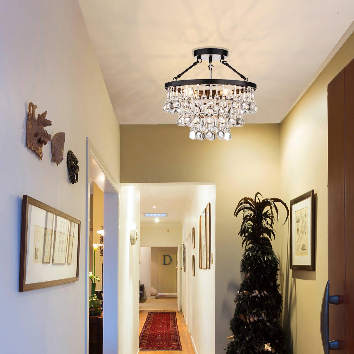 Avelis Postmodern Luxury Unique Tiered Crystal Chandelier