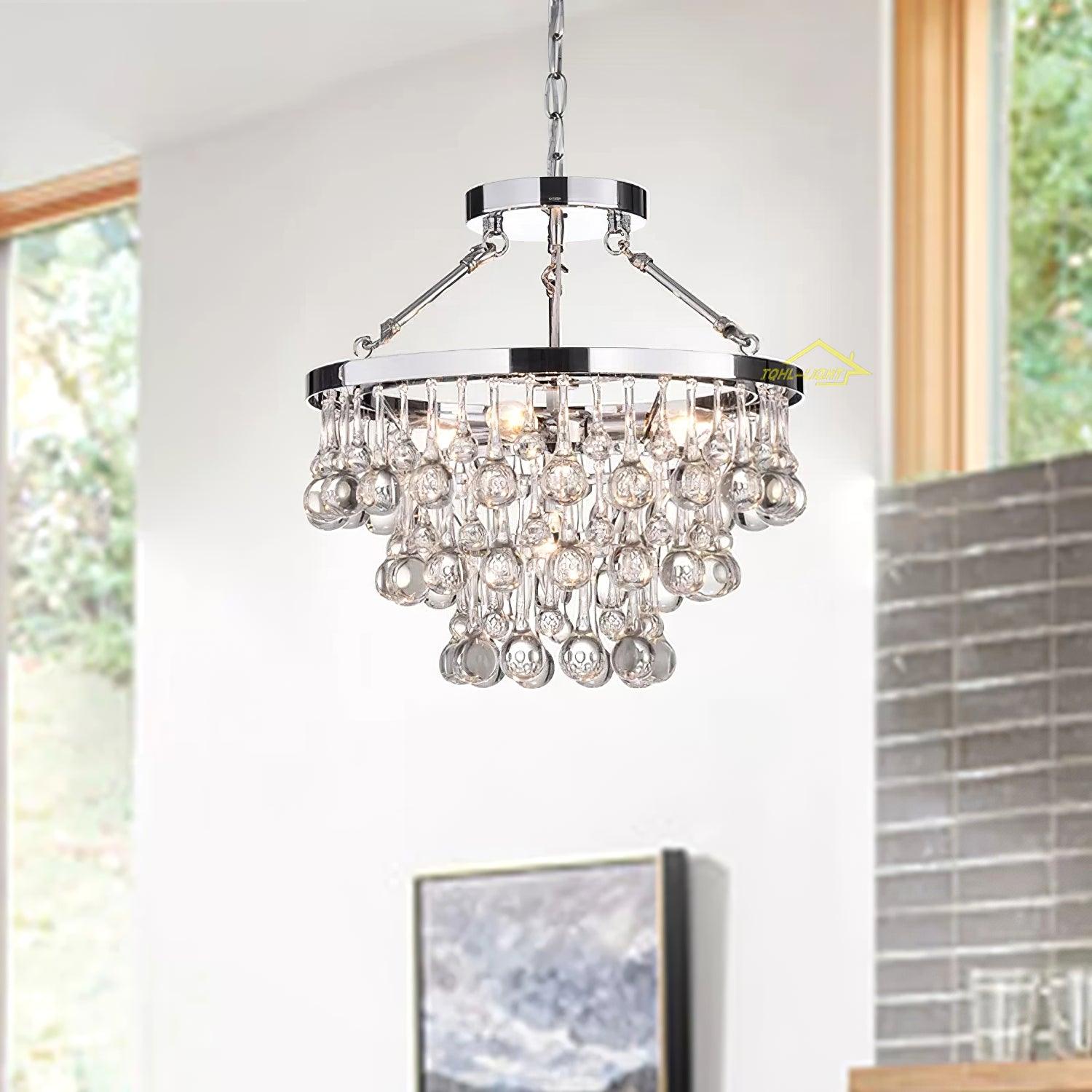 Avelis Postmodern Luxury Unique Tiered Crystal Chandelier
