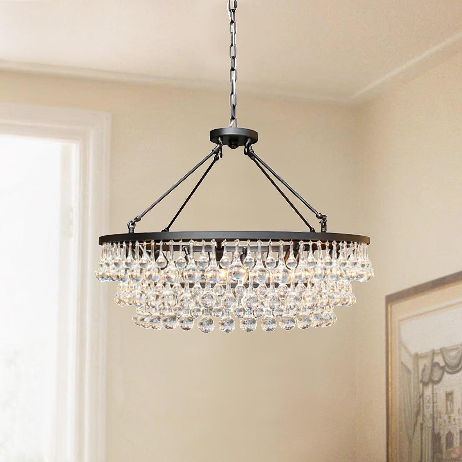 Avelis Postmodern Luxury Unique Tiered Crystal Chandelier