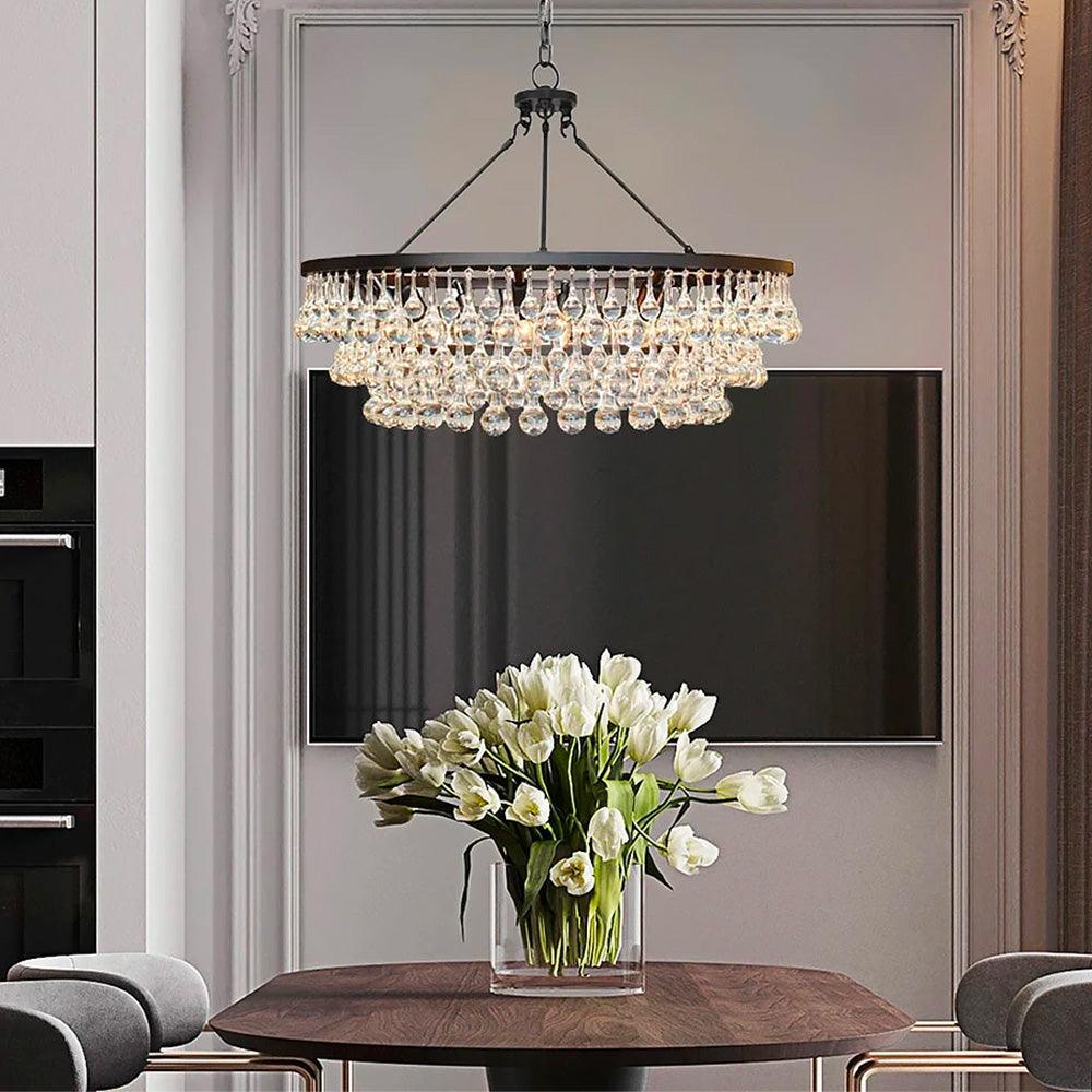Avelis Postmodern Luxury Unique Tiered Crystal Chandelier