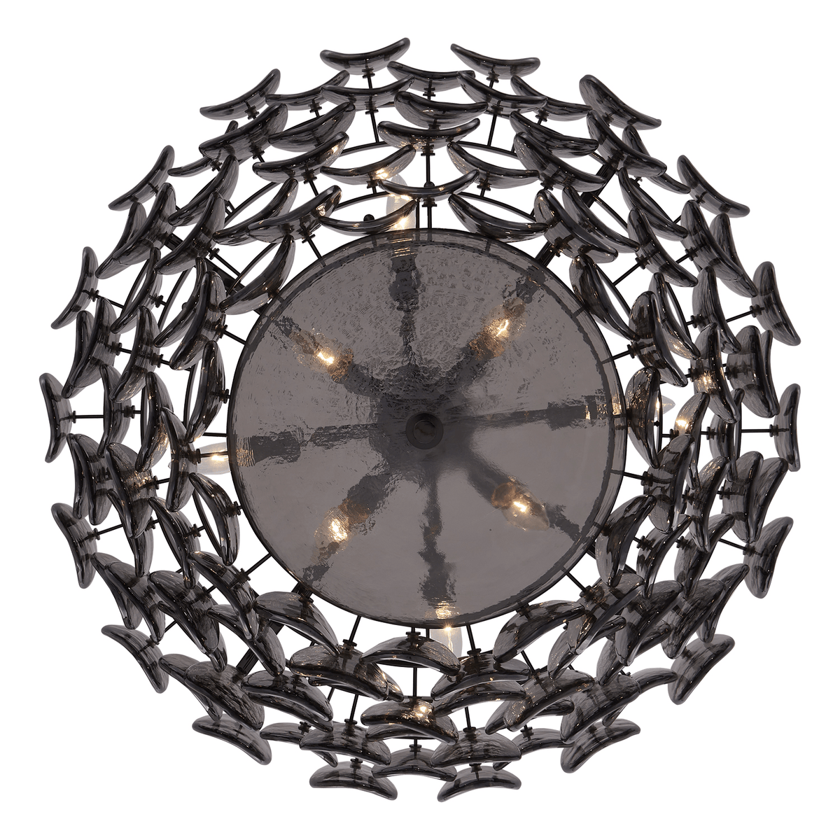 Lioroelle Chandelier Amber Glass Disc Fish Scale Brass