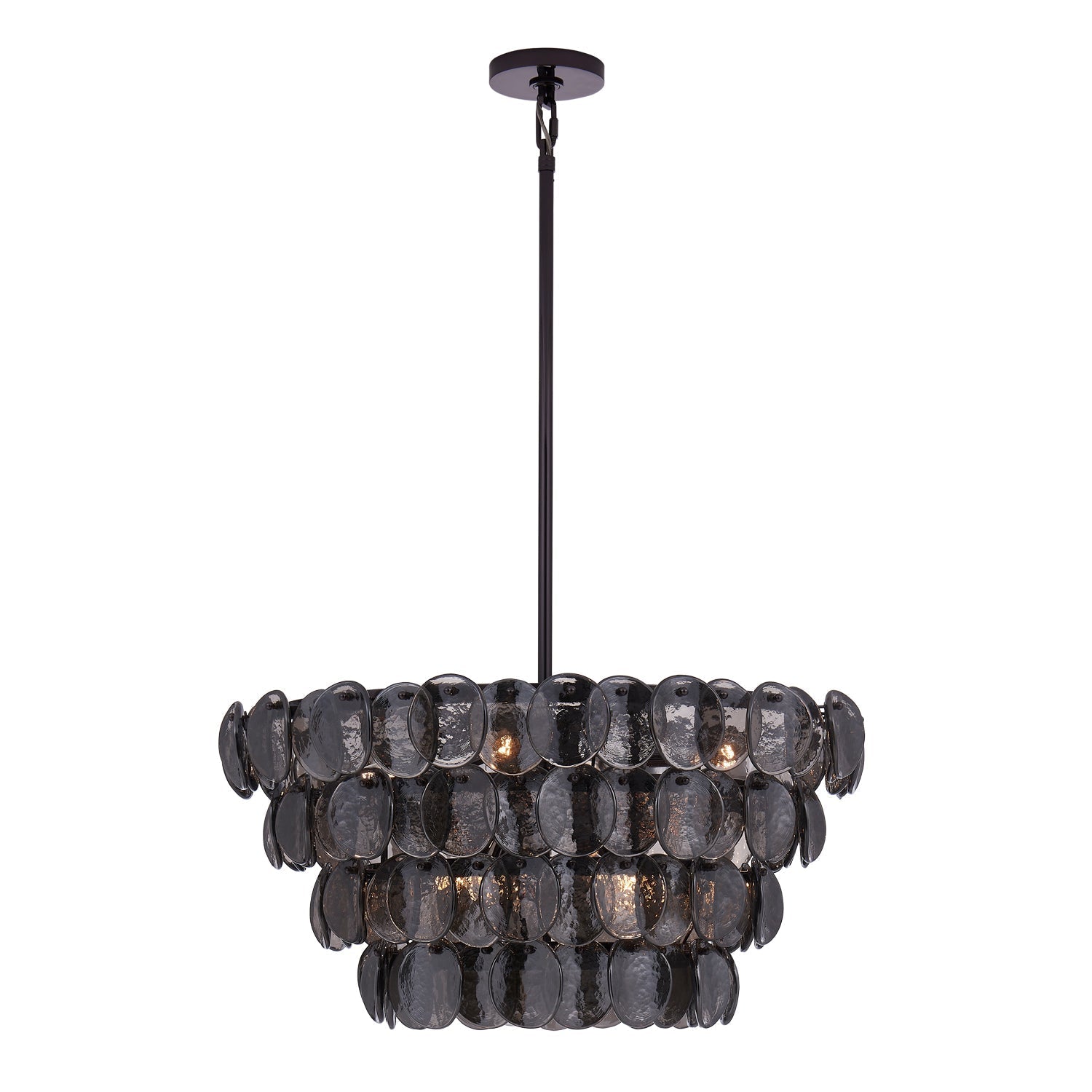 Lioroelle Chandelier Amber Glass Disc Fish Scale Brass
