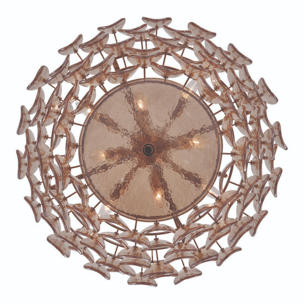 Lioroelle Chandelier Amber Glass Disc Fish Scale Brass