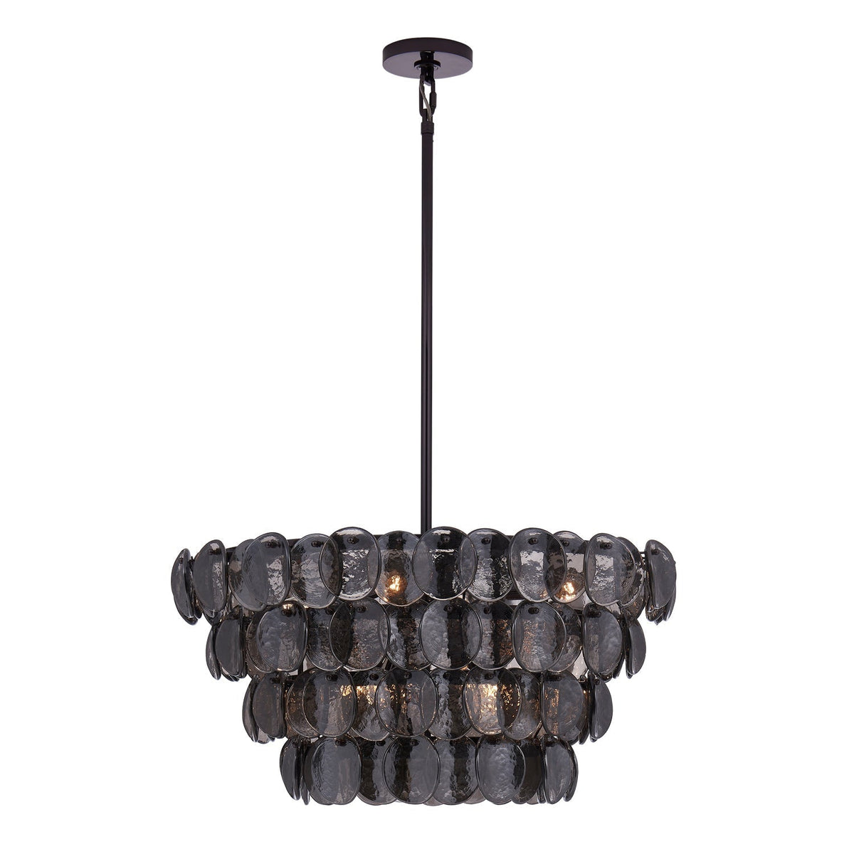 Lioroelle Chandelier Amber Glass Disc Fish Scale Brass